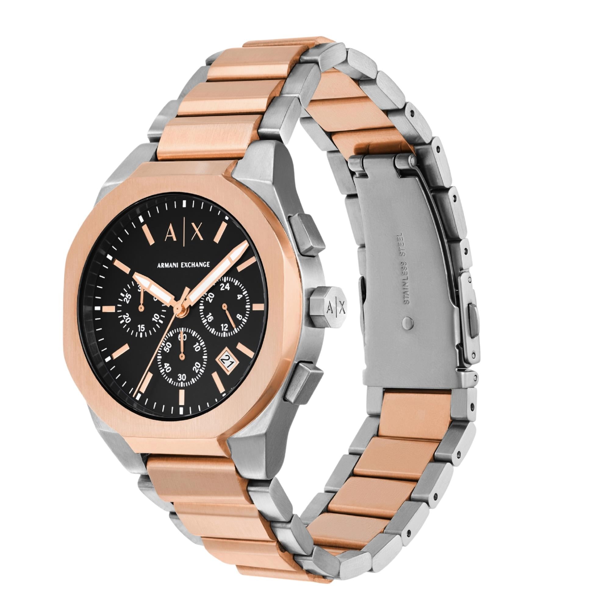 Armani Exchange Sync Chronograph Black Dial Steel Strap Men's Watch AX4181