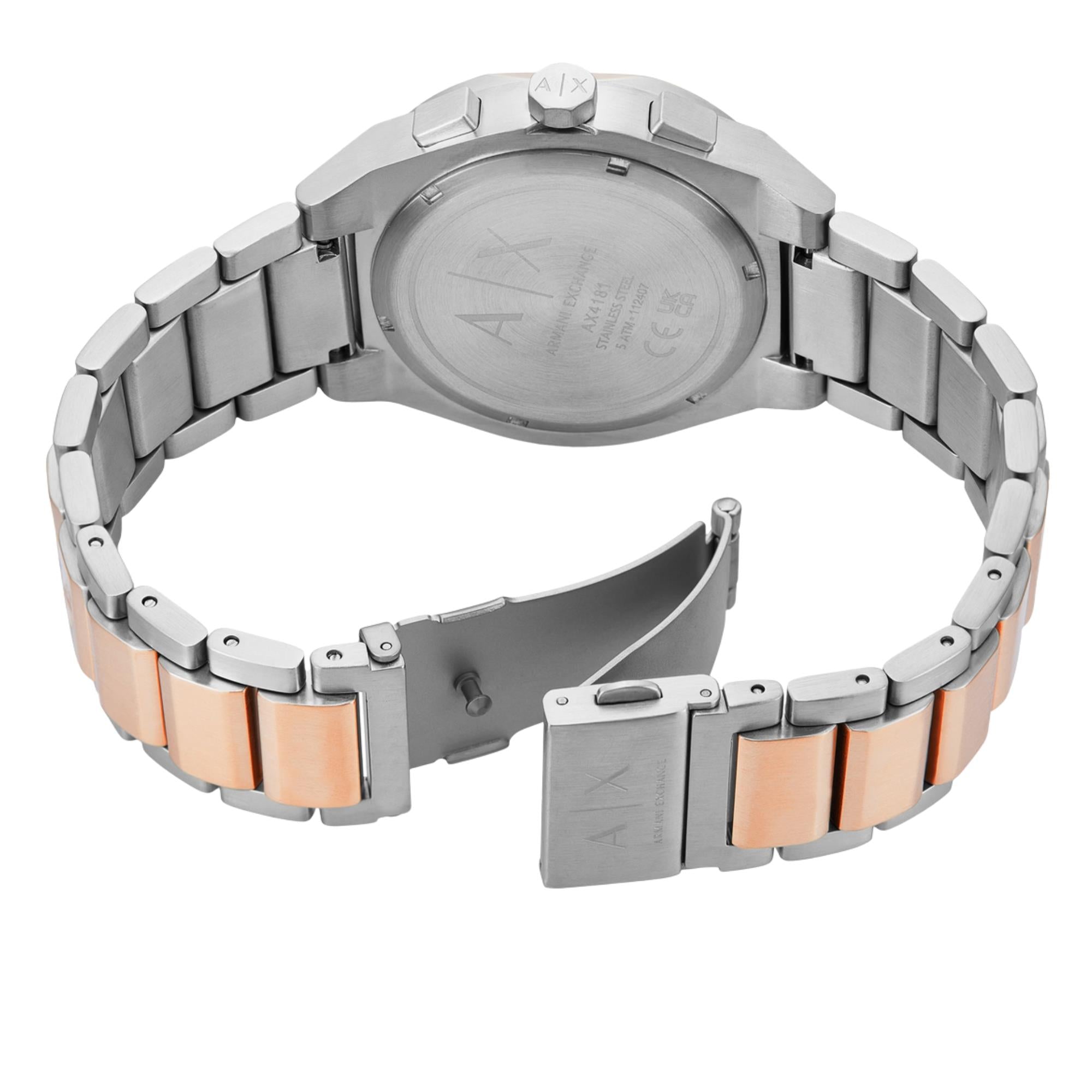 Armani Exchange Sync Chronograph Black Dial Steel Strap Men's Watch AX4181