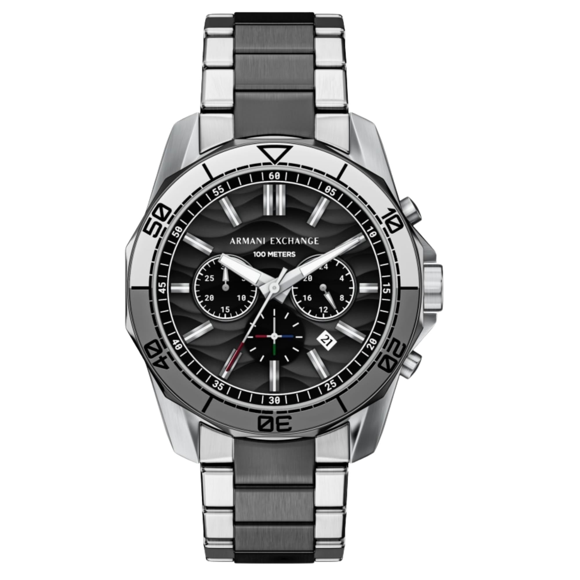 Armani Exchange Spencer Chronograph Black Dial Steel Strap Men's Watch AX1973