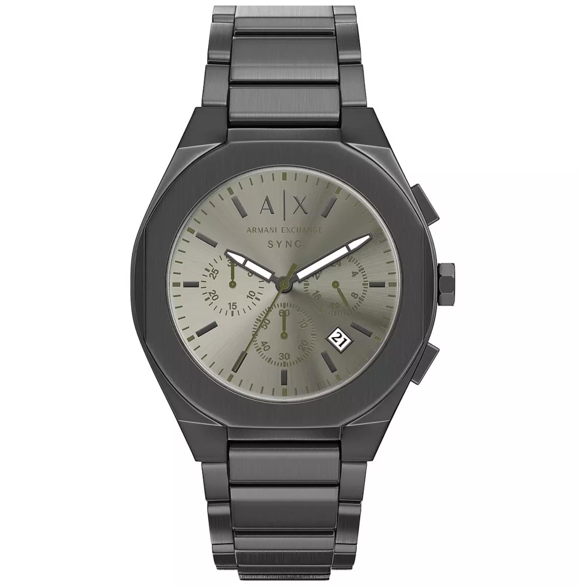 Armani Exchange Sync Chronograph Grey Dial Gunmetal Steel Strap Men's Watch AX4296
