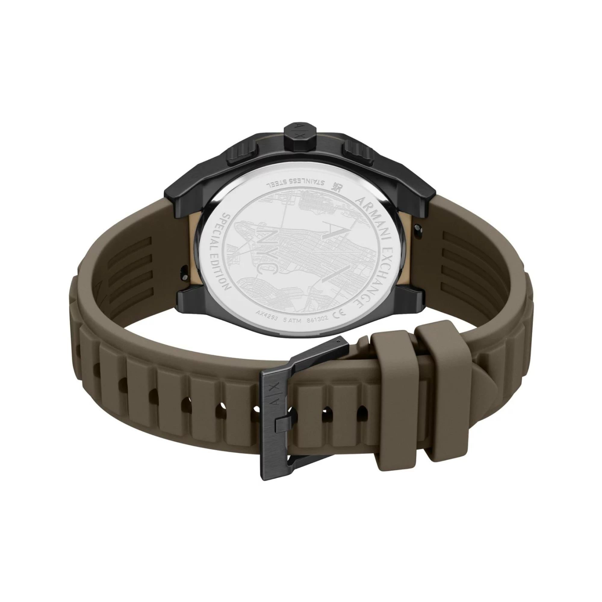 Armani Exchange Sync Chronograph Brown Dial Silicone Strap Men's Watch AX4293