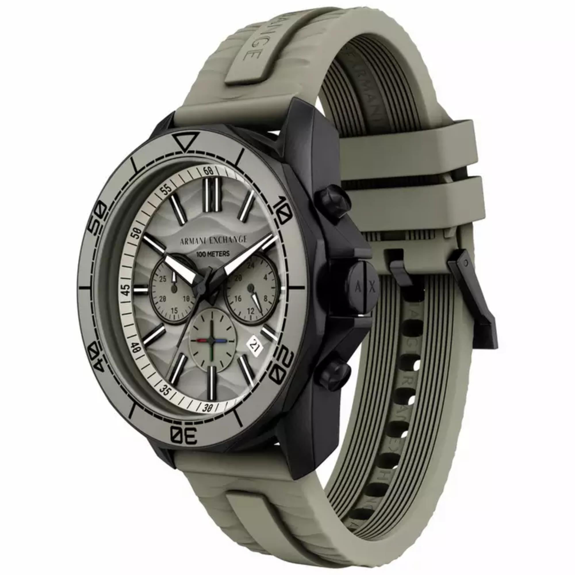 Armani Exchange Spencer Chronograph Grey Dial Silicone Strap Men's Watch AX1971