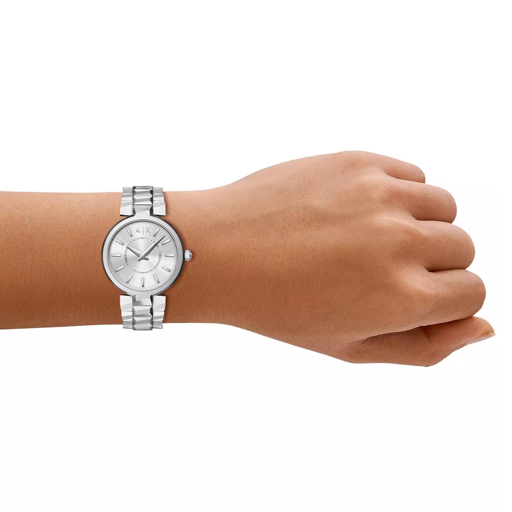 Armani Echange Audelle 34mm Silver Dial Steel Ladies Quartz Watch AX4405
