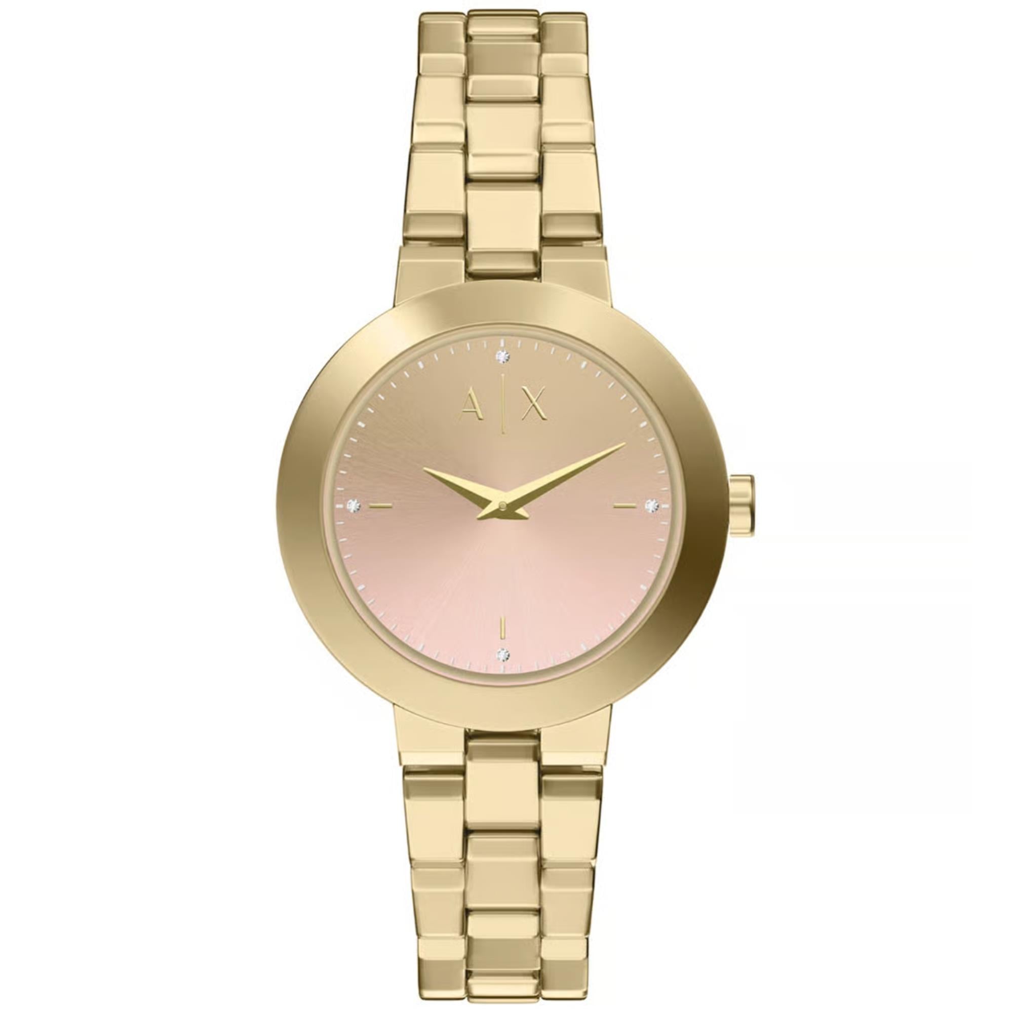 Armani Echange Jackie 36mm Pink Dial Steel Ladies Quartz Watch AX5182