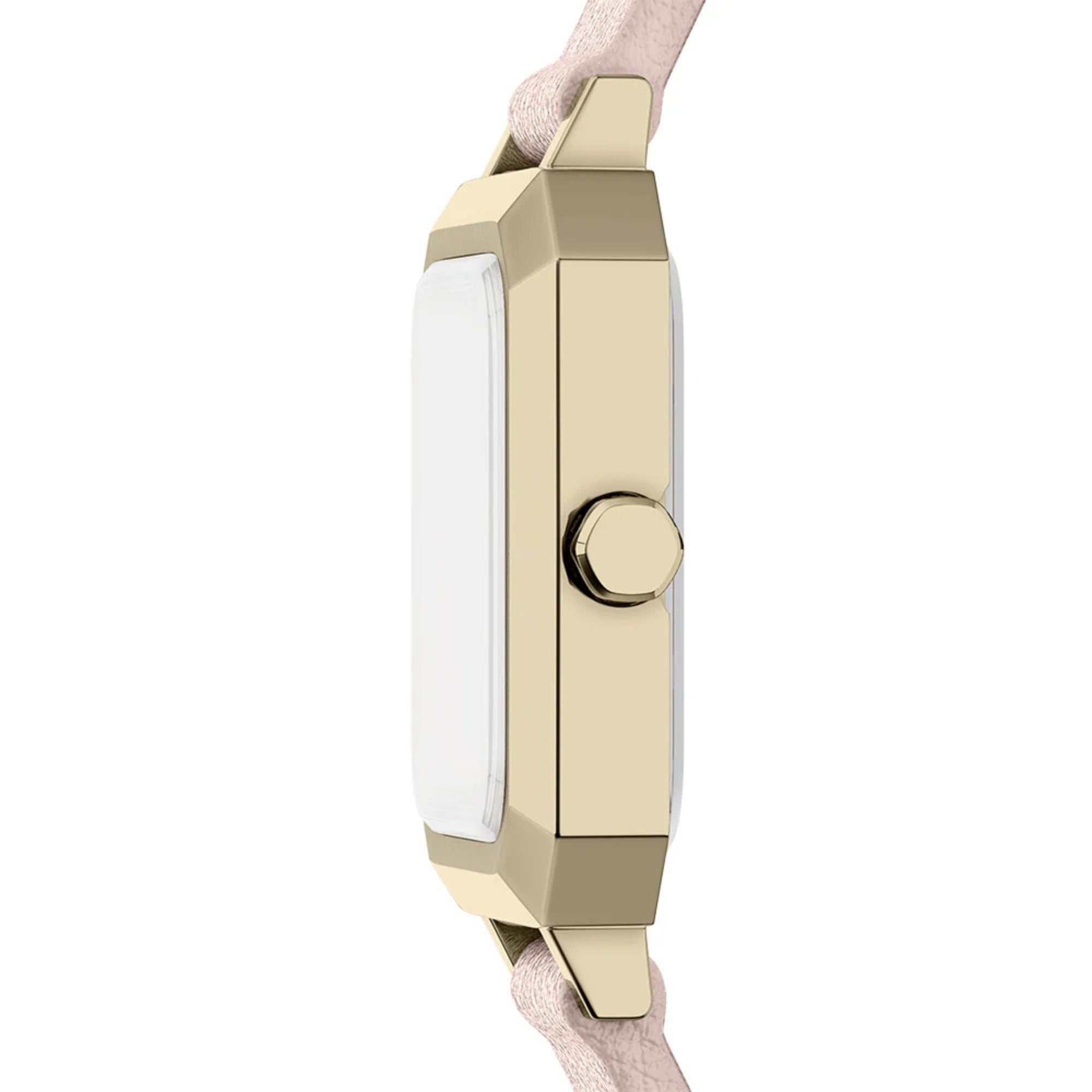 Armani Exchange Leila 27mm Pink Dial Leather Ladies Quartz Watch AX5737