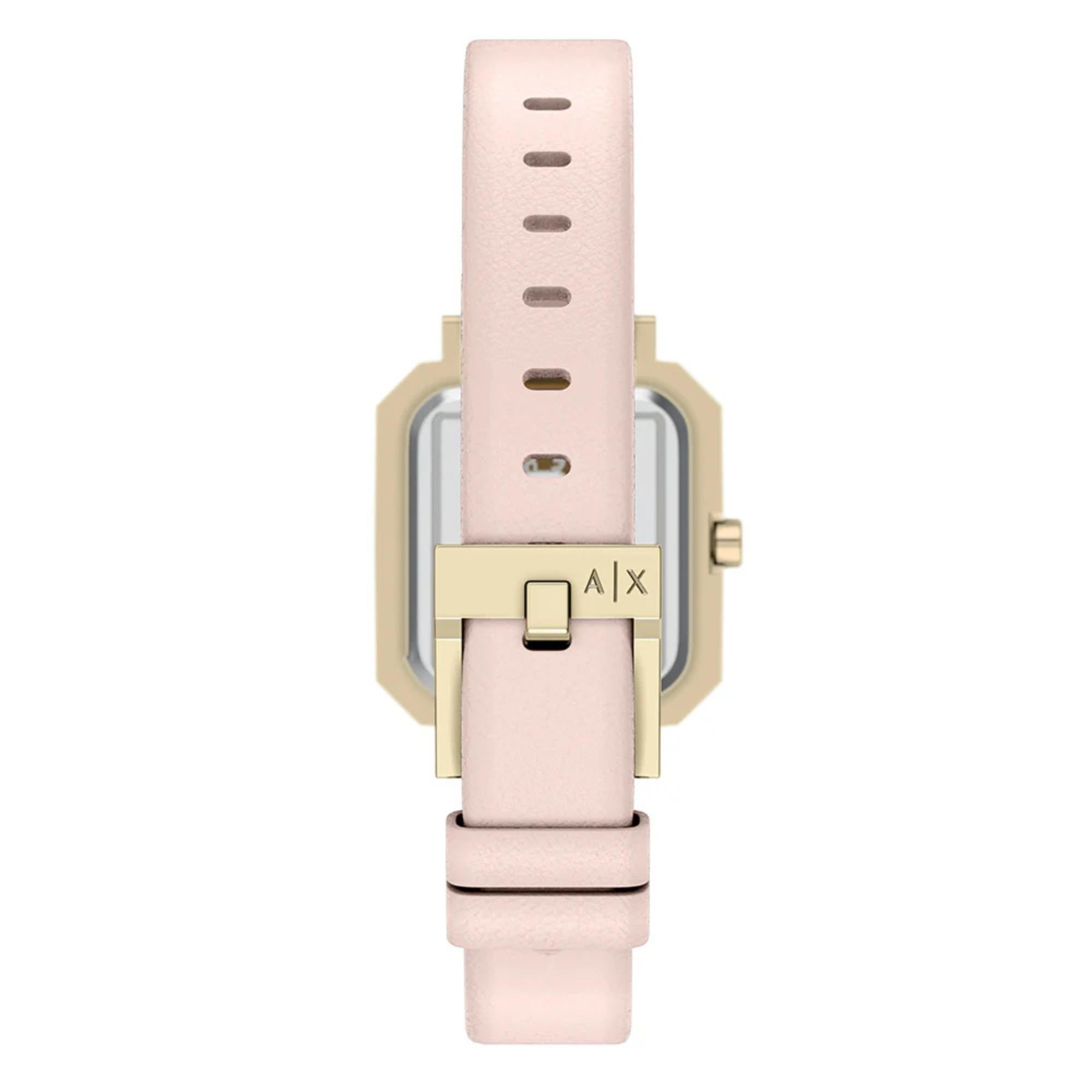 Armani Exchange Leila 27mm Pink Dial Leather Ladies Quartz Watch AX5737