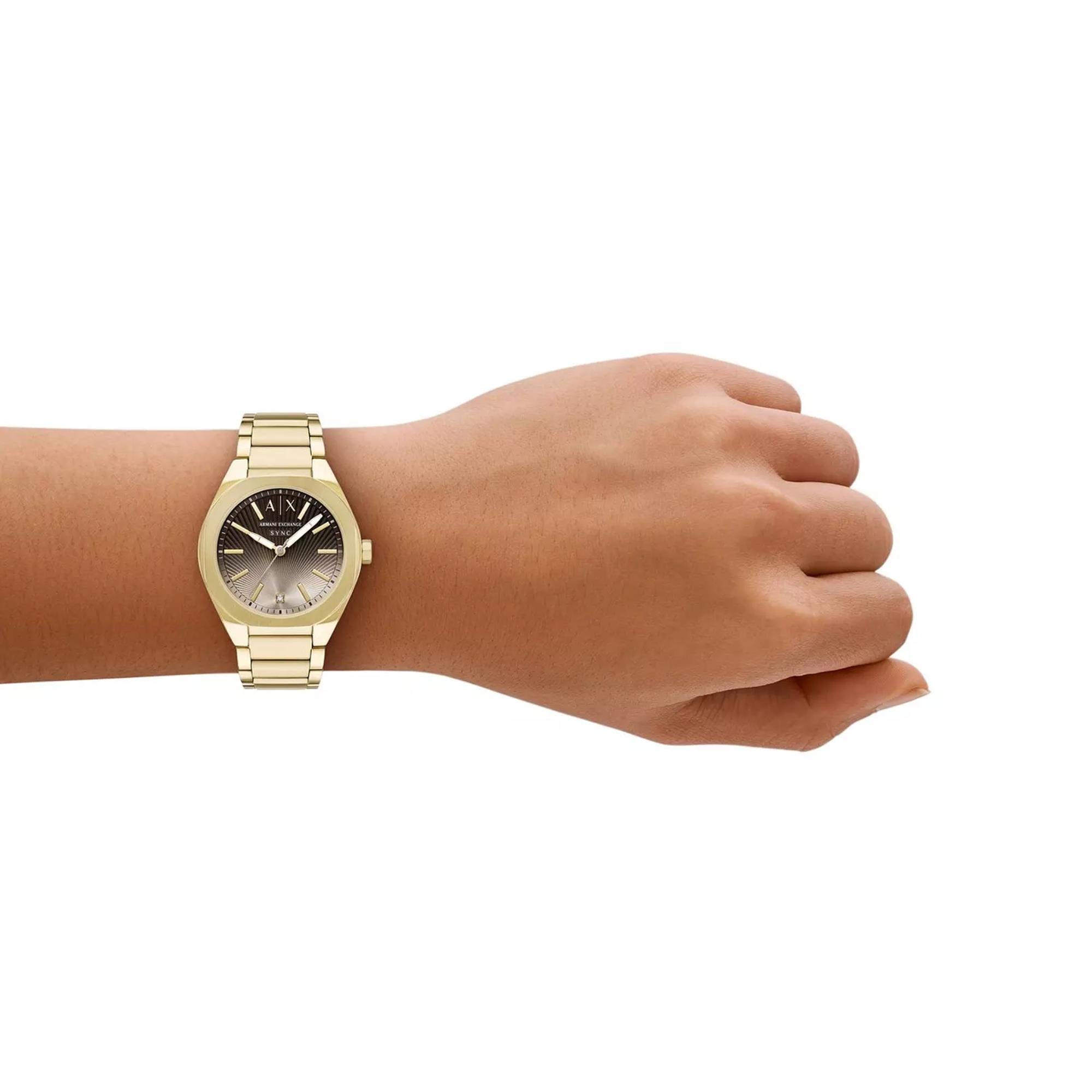 Armani Exchange Sync 36mm Brown/Beige Dial Steel Ladies Quartz Watch AX6031