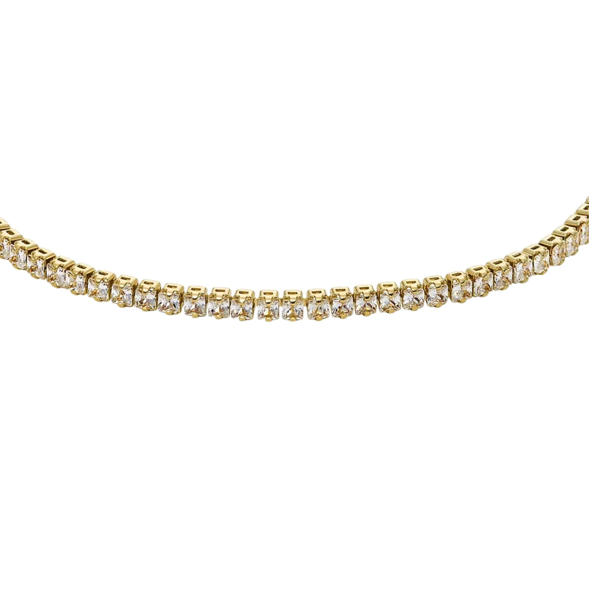 Fossil Ellis Pavé Glitz Gold-Tone Brass Tennis Chain Women's Bracelet JA7214710
