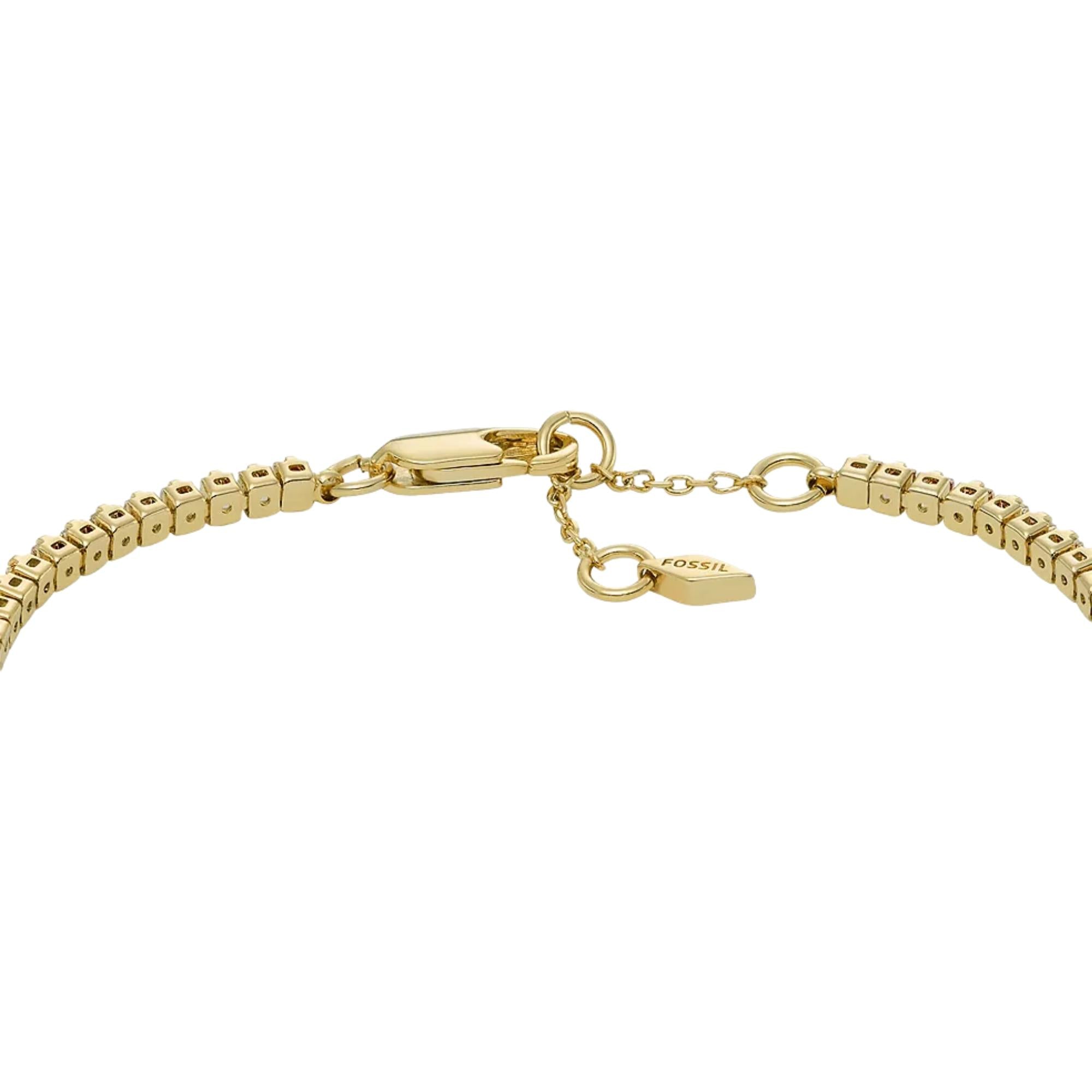 Fossil Ellis Pavé Glitz Gold-Tone Brass Tennis Chain Women's Bracelet JA7214710