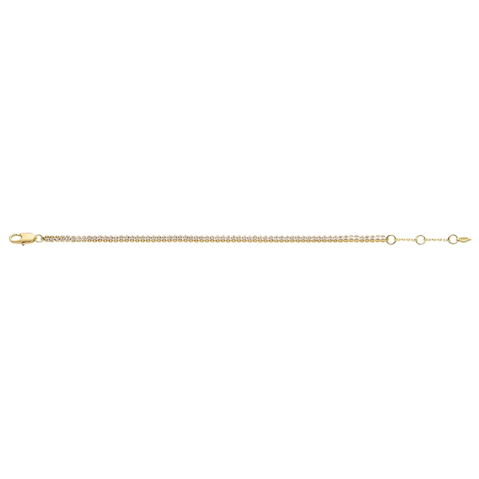Fossil Ellis Pavé Glitz Gold-Tone Brass Tennis Chain Women's Bracelet JA7214710