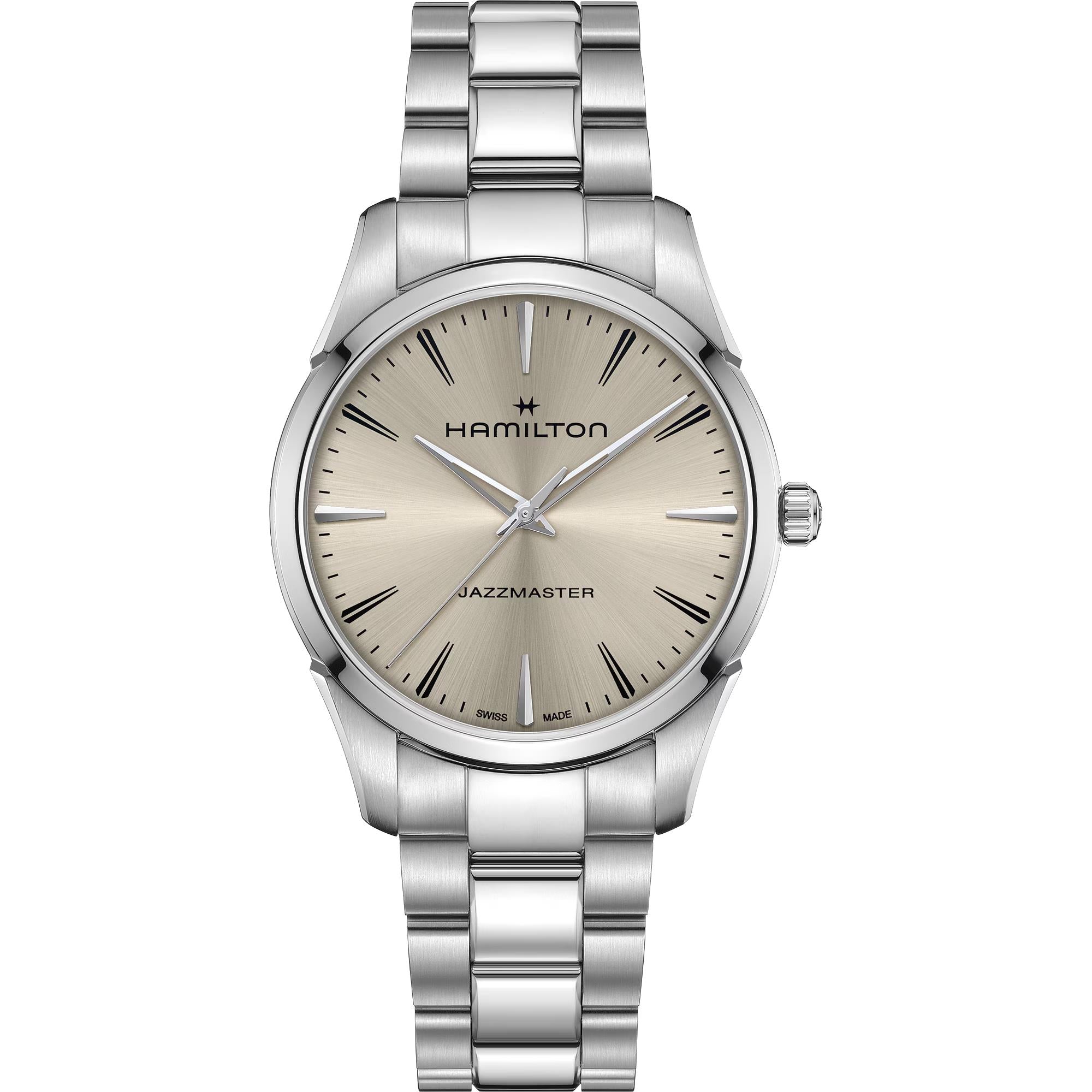 Hamilton Jazzmaster Quartz Beige Dial Steel Strap Men's Watch H32461121