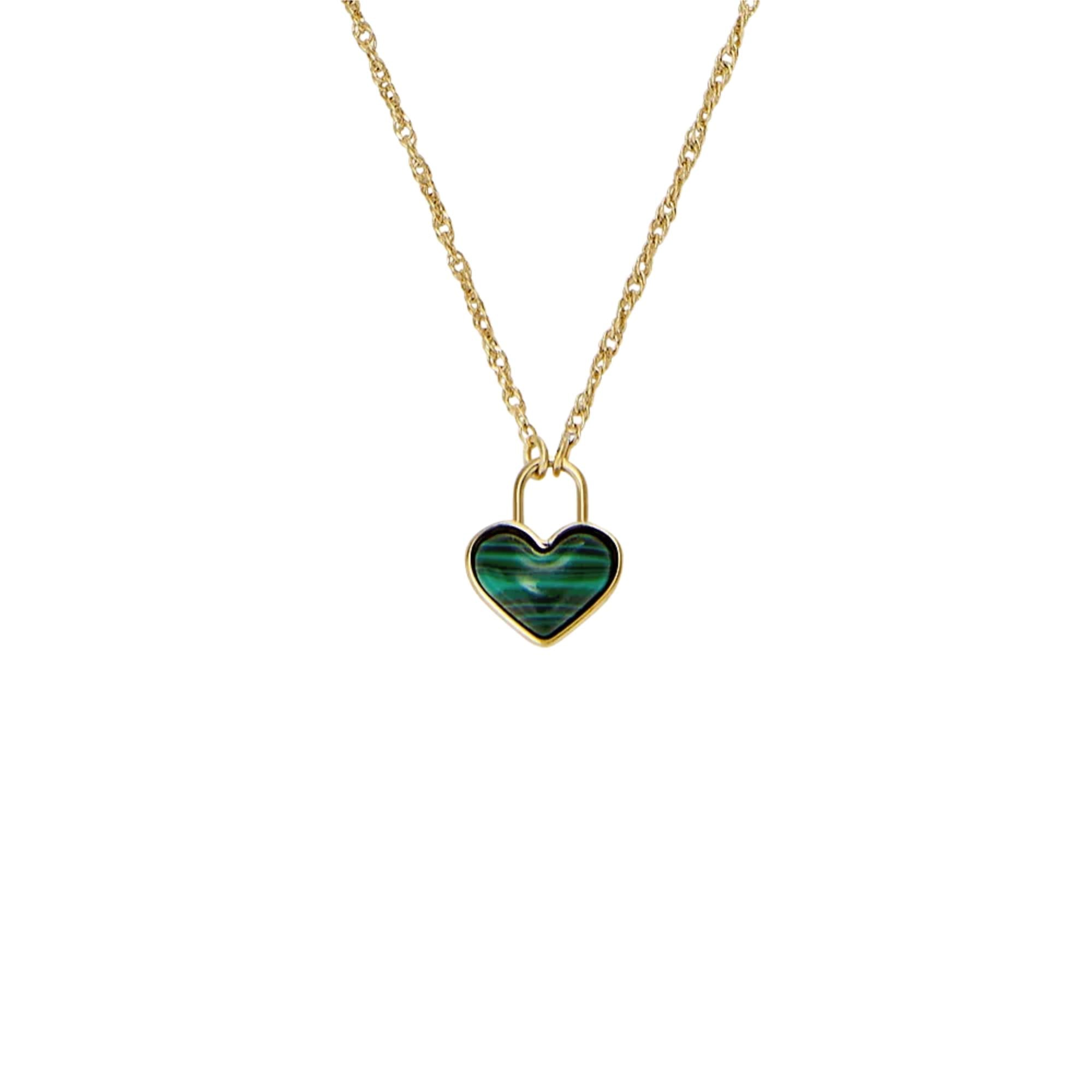 Fossil Sutton Modern Meadows Reconstituted Malachite Heart Pendant Women's Necklace JF04857710
