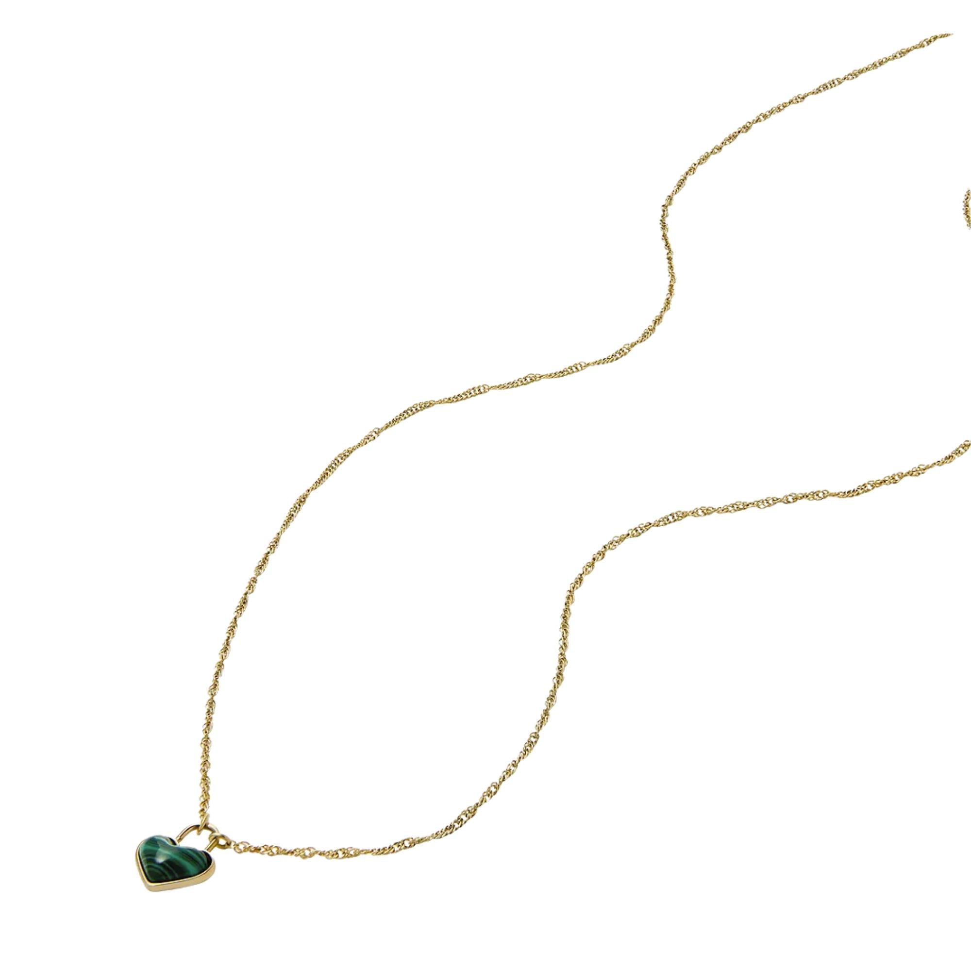 Fossil Sutton Modern Meadows Reconstituted Malachite Heart Pendant Women's Necklace JF04857710