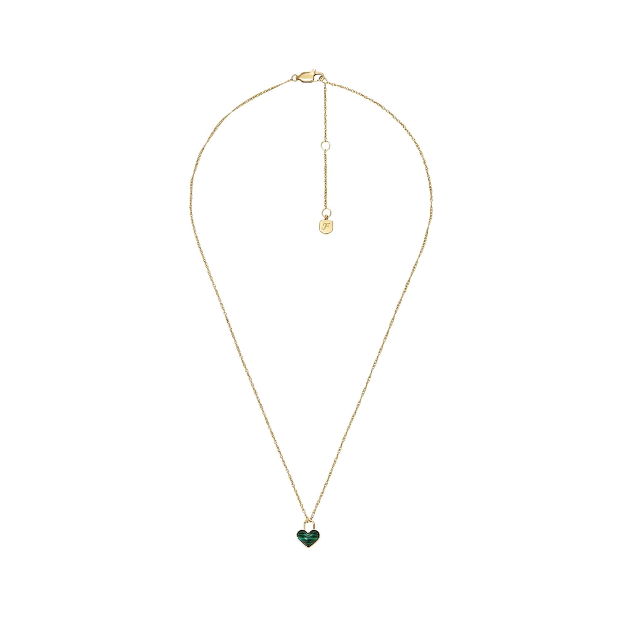 Fossil Sutton Modern Meadows Reconstituted Malachite Heart Pendant Women's Necklace JF04857710