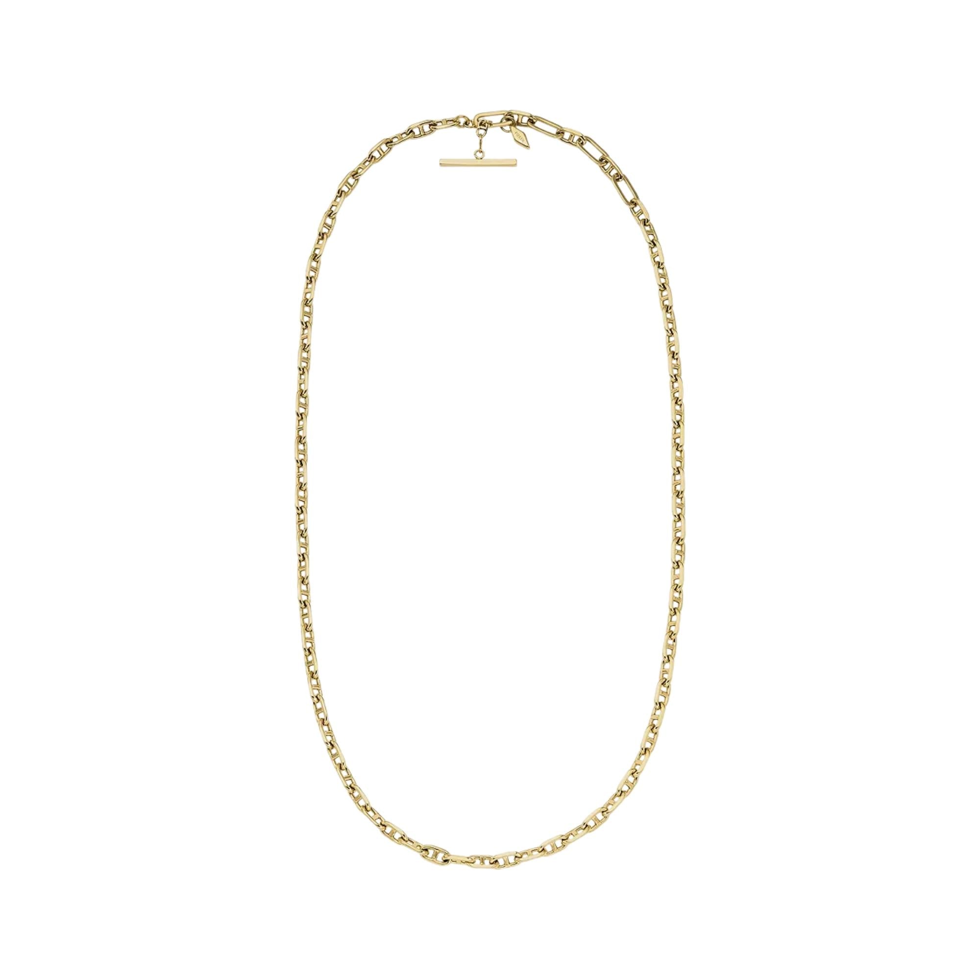 Fossil Heritage D-Link Gold-Tone Brass Anchor Chain Women's Necklace JA7209710