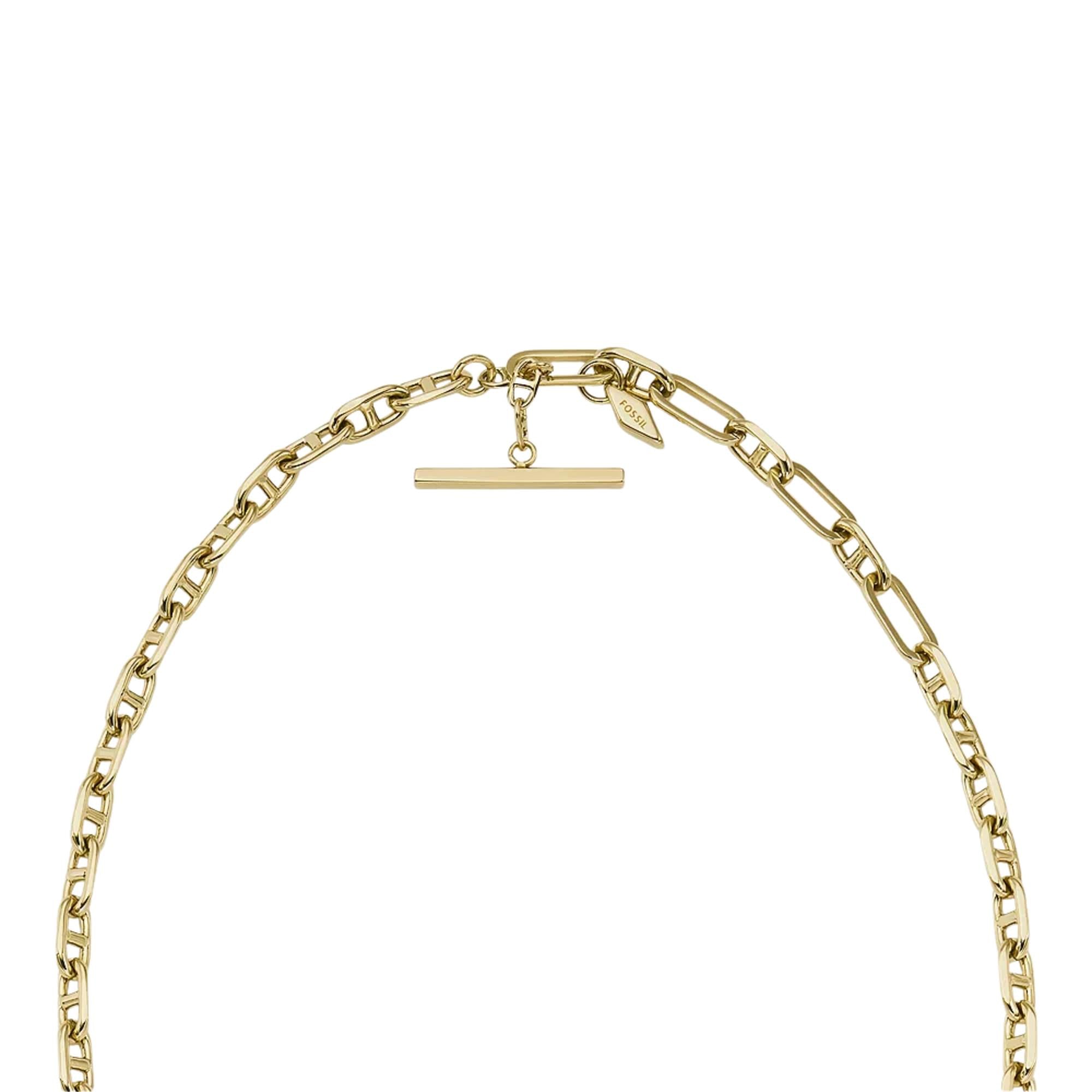Fossil Heritage D-Link Gold-Tone Brass Anchor Chain Women's Necklace JA7209710