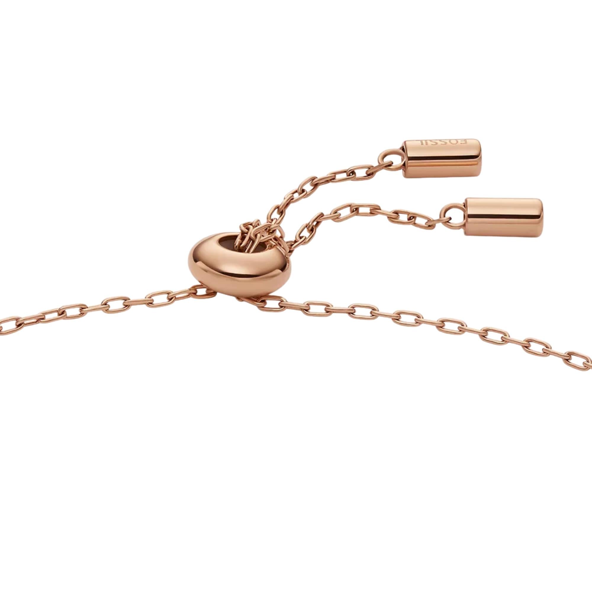 Fossil Merrit Classic Mother-of-Pearl Rose Gold-Tone Stainless Steel Station Women's Bracelet JF04937791