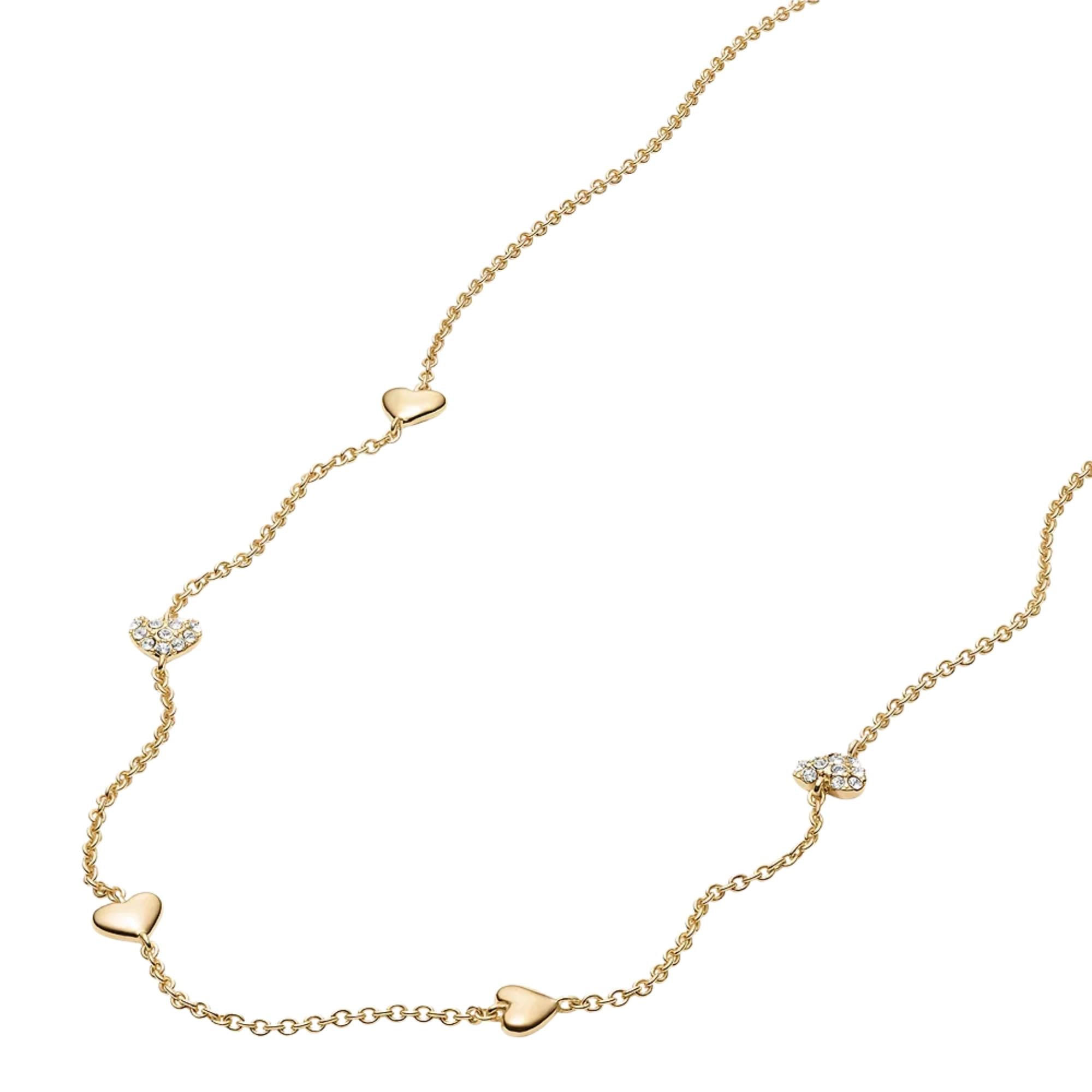 Fossil Sutton Heartbeat Gold-Tone Brass Station Women's Necklace JA7298710