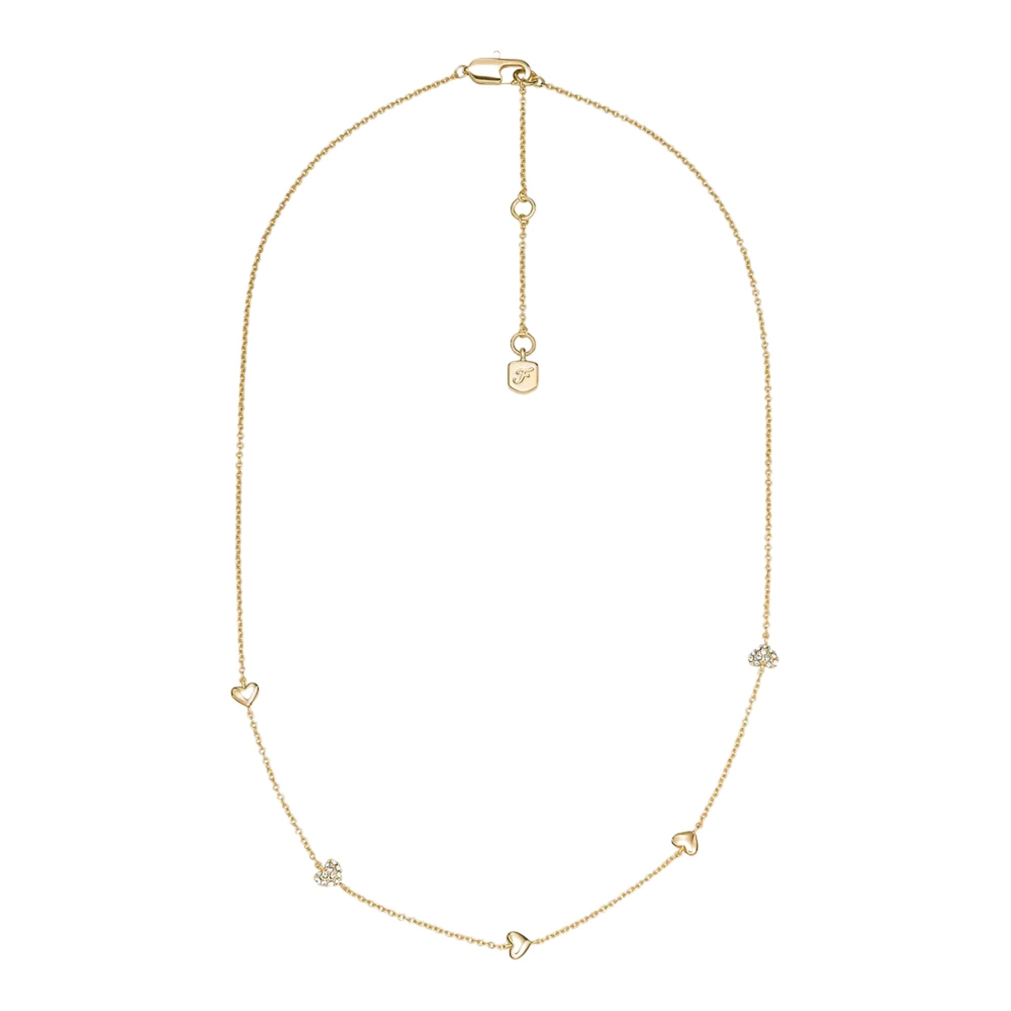 Fossil Sutton Heartbeat Gold-Tone Brass Station Women's Necklace JA7298710