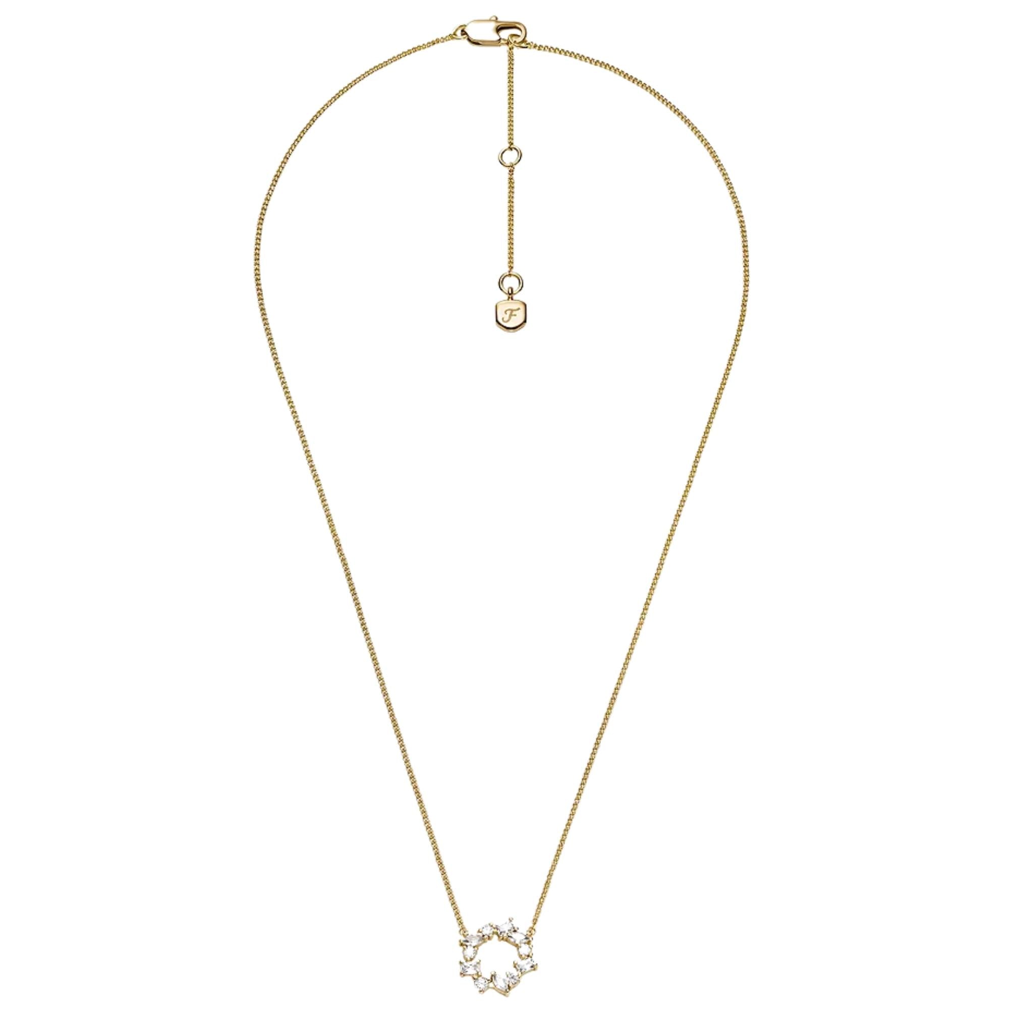 Fossil Ellis Mixed Shapes Gold-Tone Brass Pendant Women's Necklace JA7295710