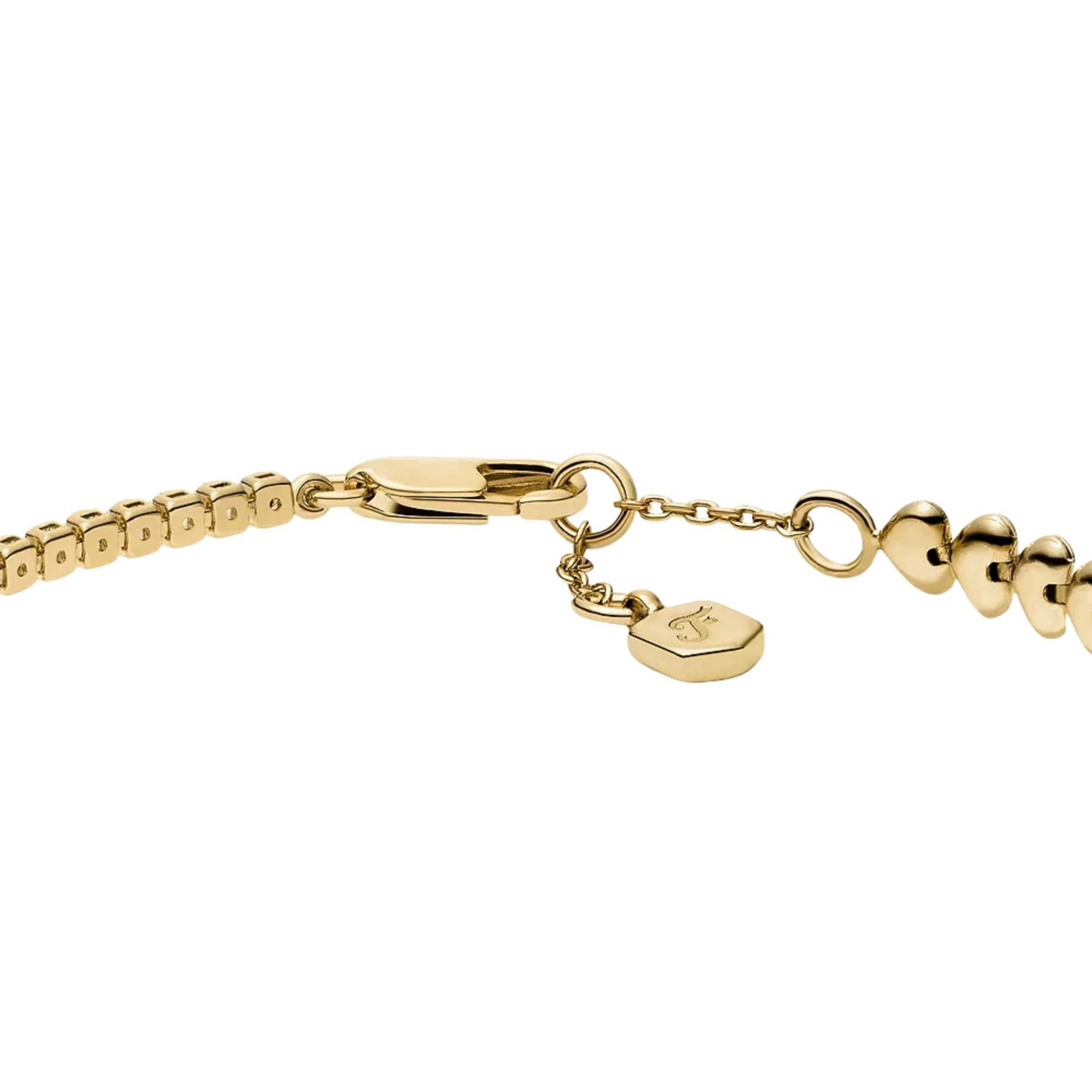 Fossil Sutton Love-All Gold-Tone Brass Heart Link Tennis Women's Bracelet JA7303710