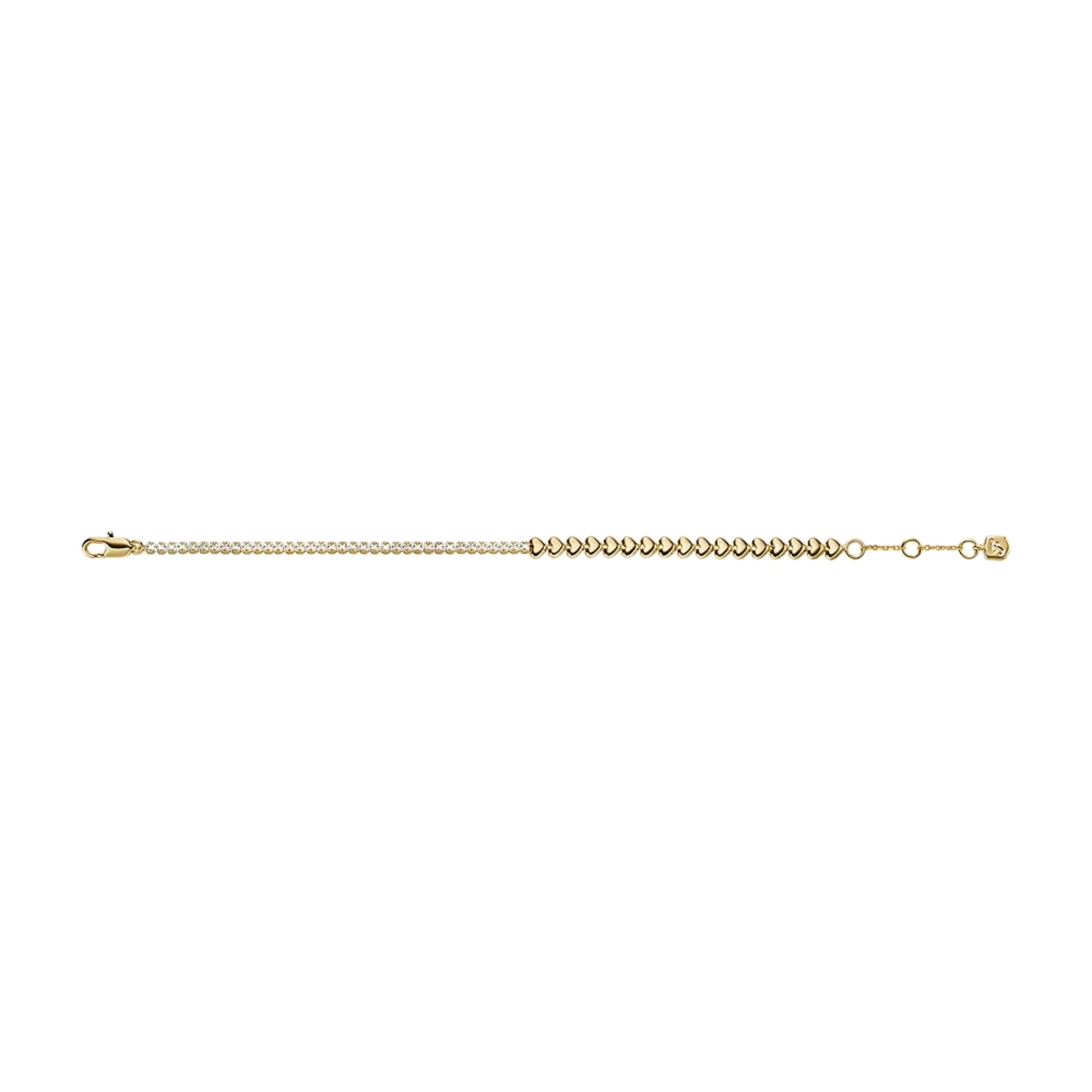 Fossil Sutton Love-All Gold-Tone Brass Heart Link Tennis Women's Bracelet JA7303710