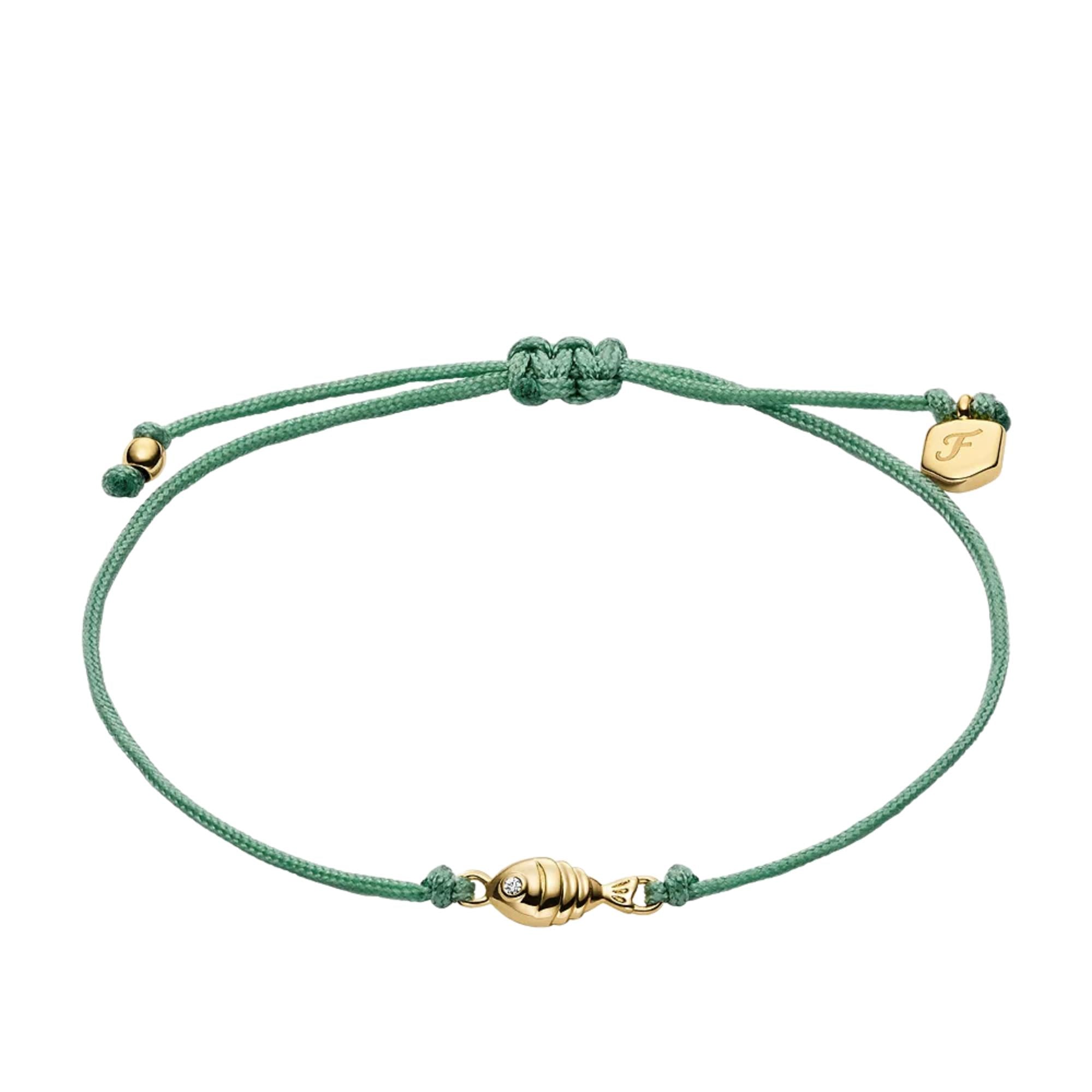 Fossil Sutton Mini Moments Seafoam Green Gold-Tone Brass Fish Women's Bracelet JA7310710