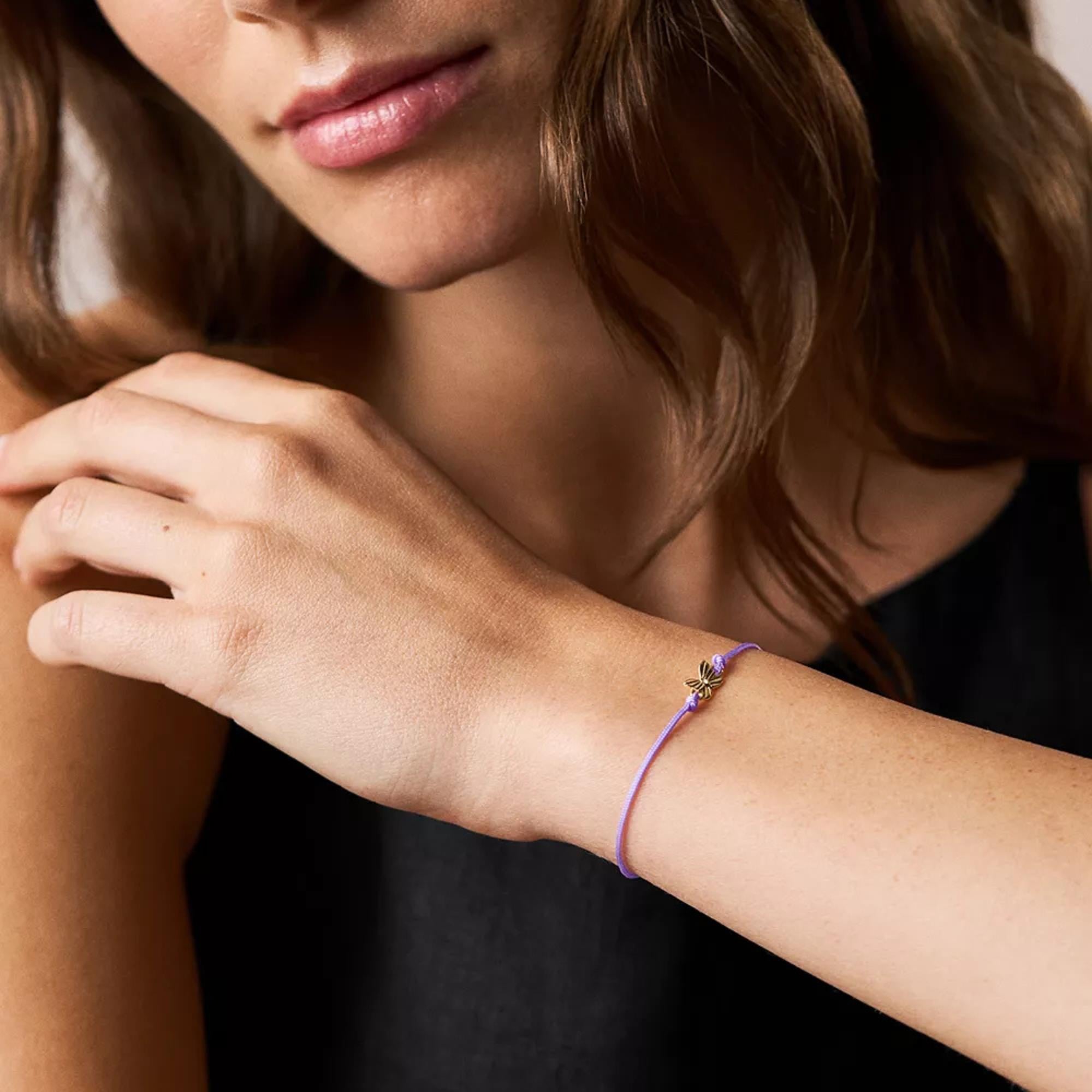 Fossil Sutton Mini Moments Lavender Gold-Tone Brass Butterfly Women's Bracelet JA7309710