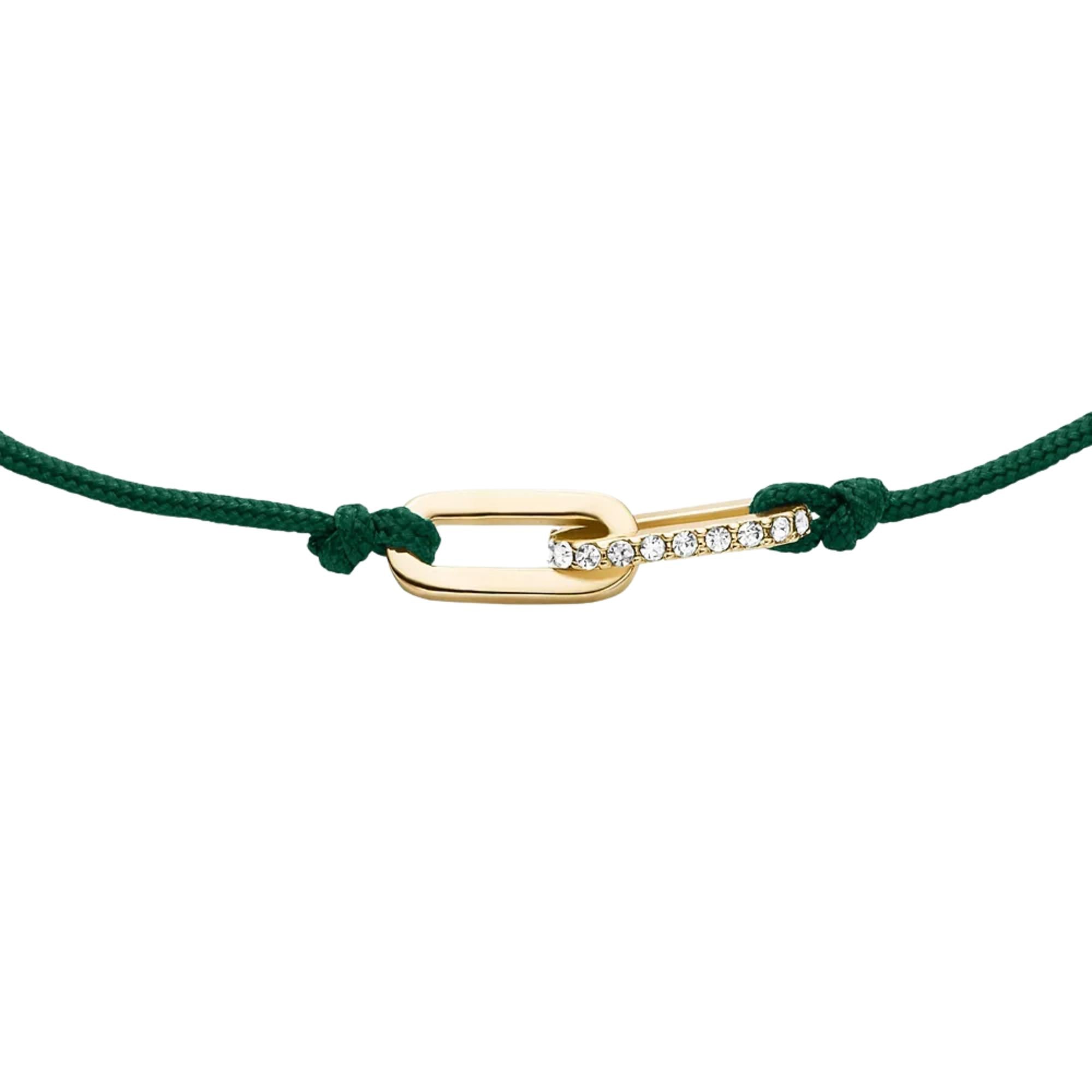 Fossil Sutton Mini Moments Green Gold-Tone Brass Pavé Link Women's Bracelet JA7311710