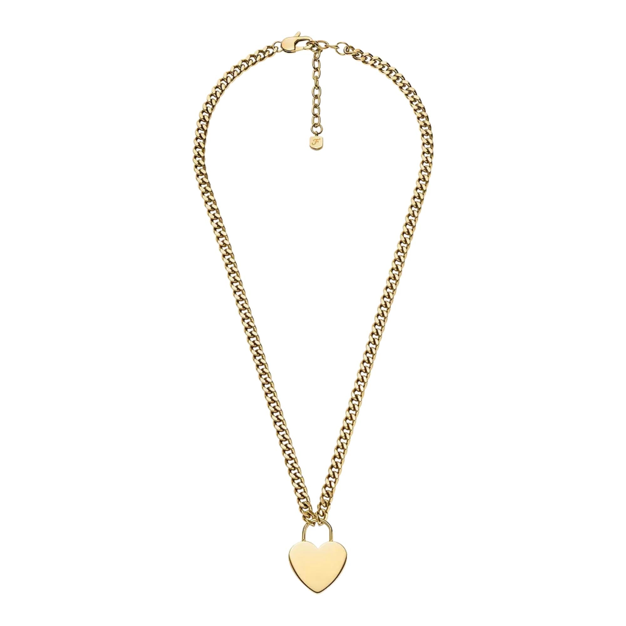 Fossil Sutton Gold-Tone Stainless Steel Heart Women's Necklace JF04958710