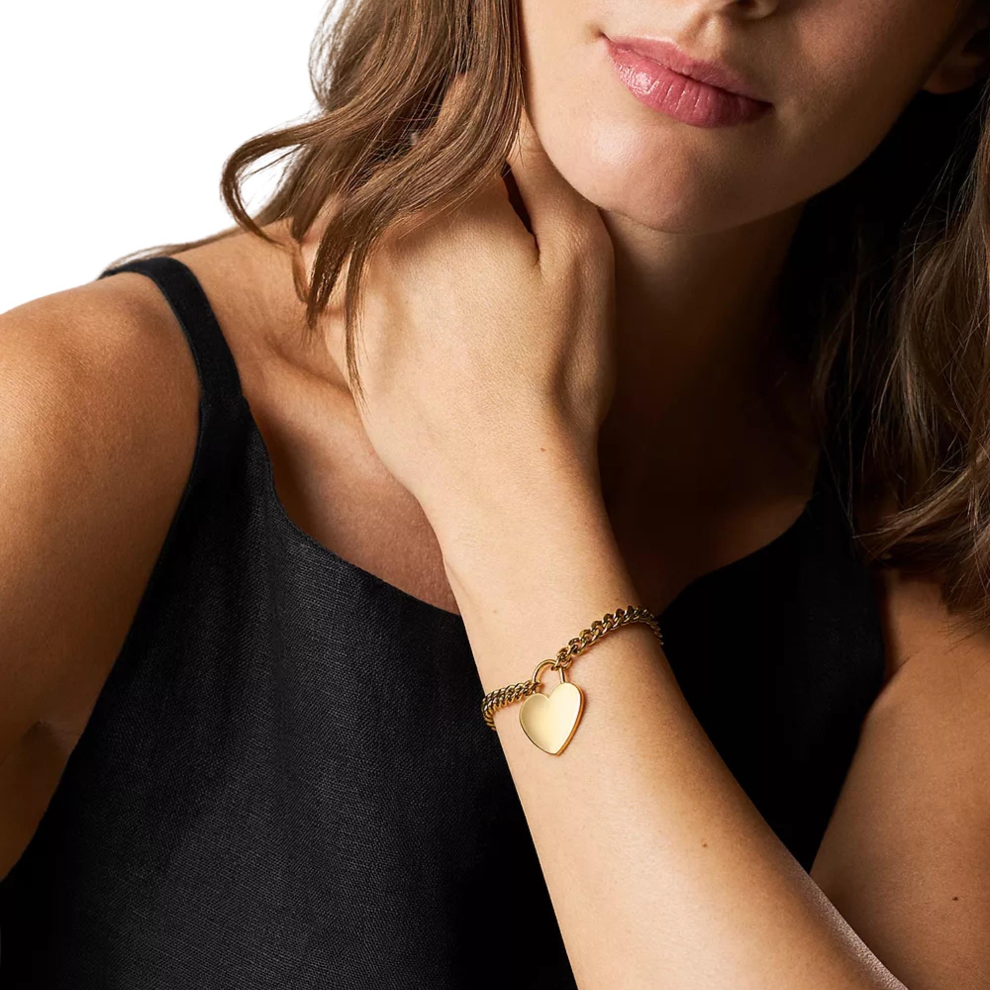 Fossil Sutton Gold-Tone Stainless Steel Heart Women's Bracelet JF04959710