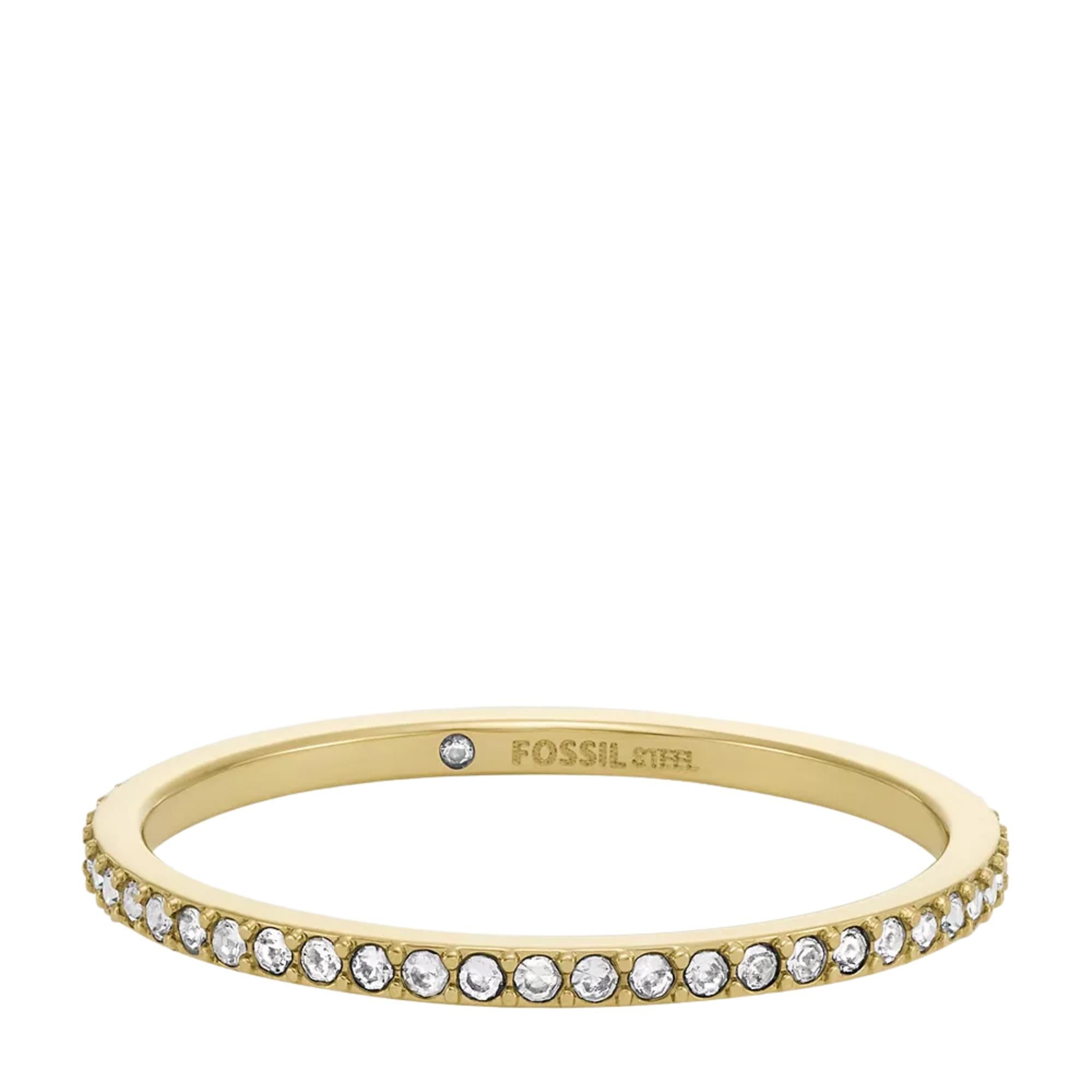 Fossil Ellis Pavé Glitz Gold-Tone Stainless Steel Band Women's Ring JF04686710