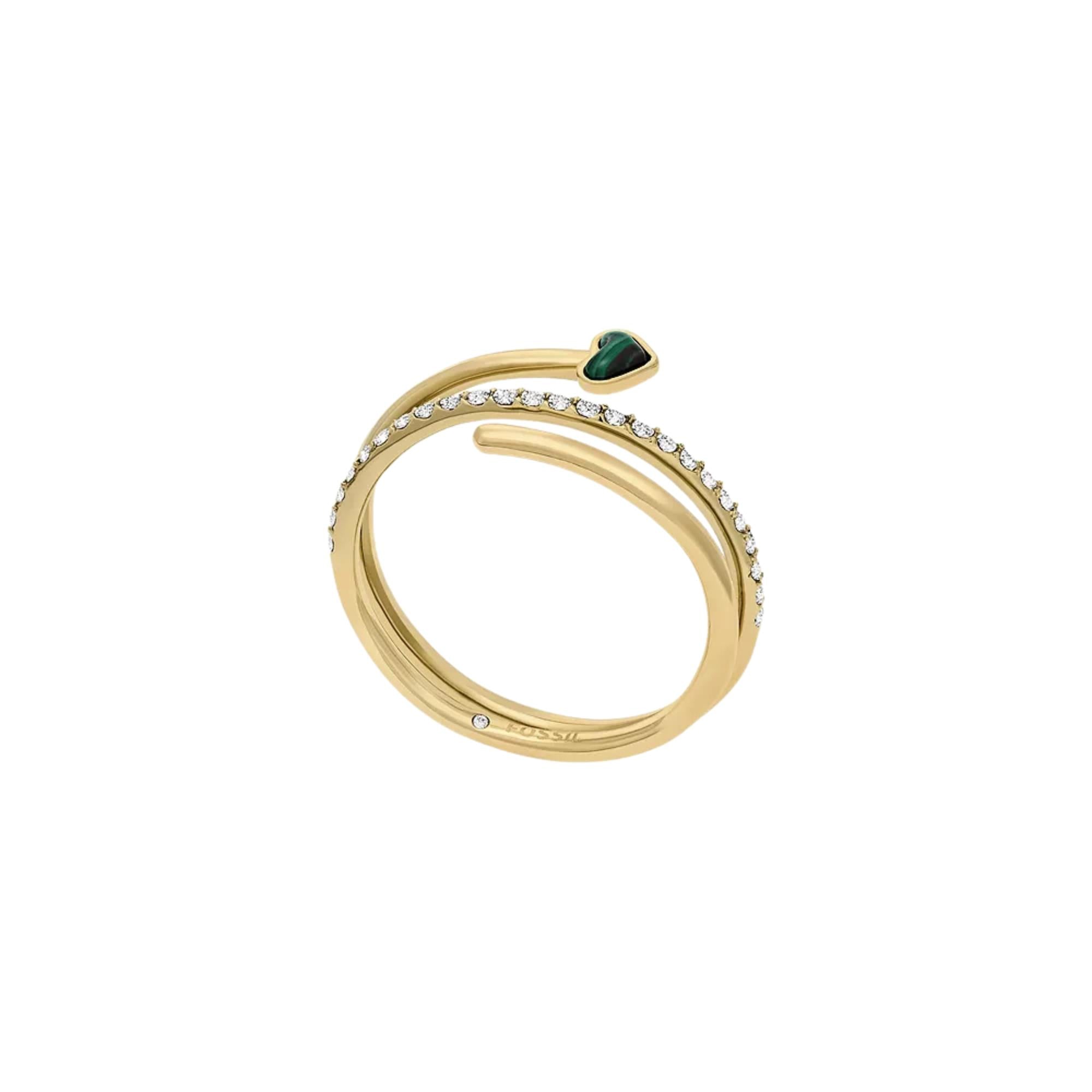 Fossil Sutton Modern Meadows Reconstituted Malachite Prestack Heart Women's Ring JF04860710