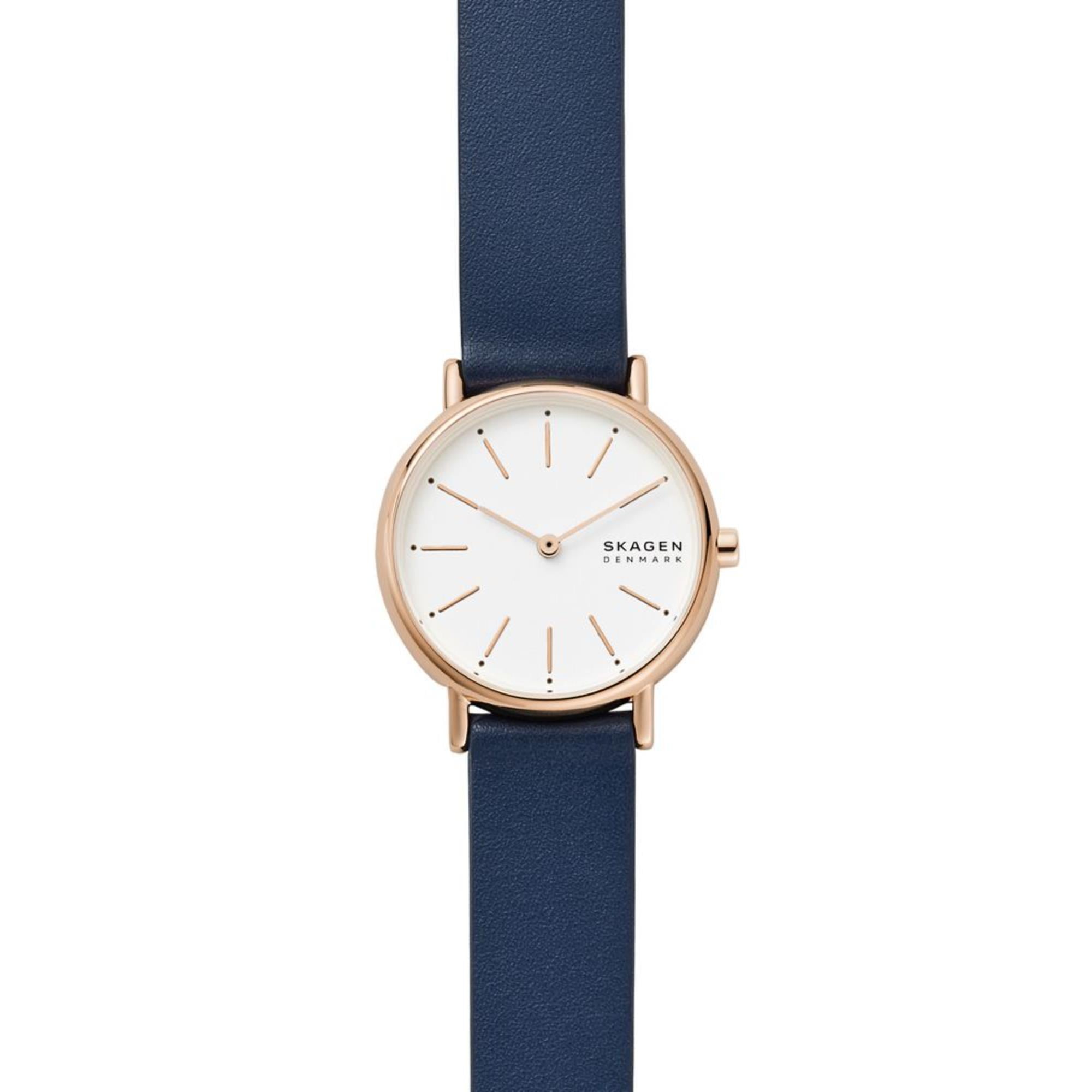 Skagen Signatur Lille Quartz White Dial Leather Strap Women's Watch SKW2838