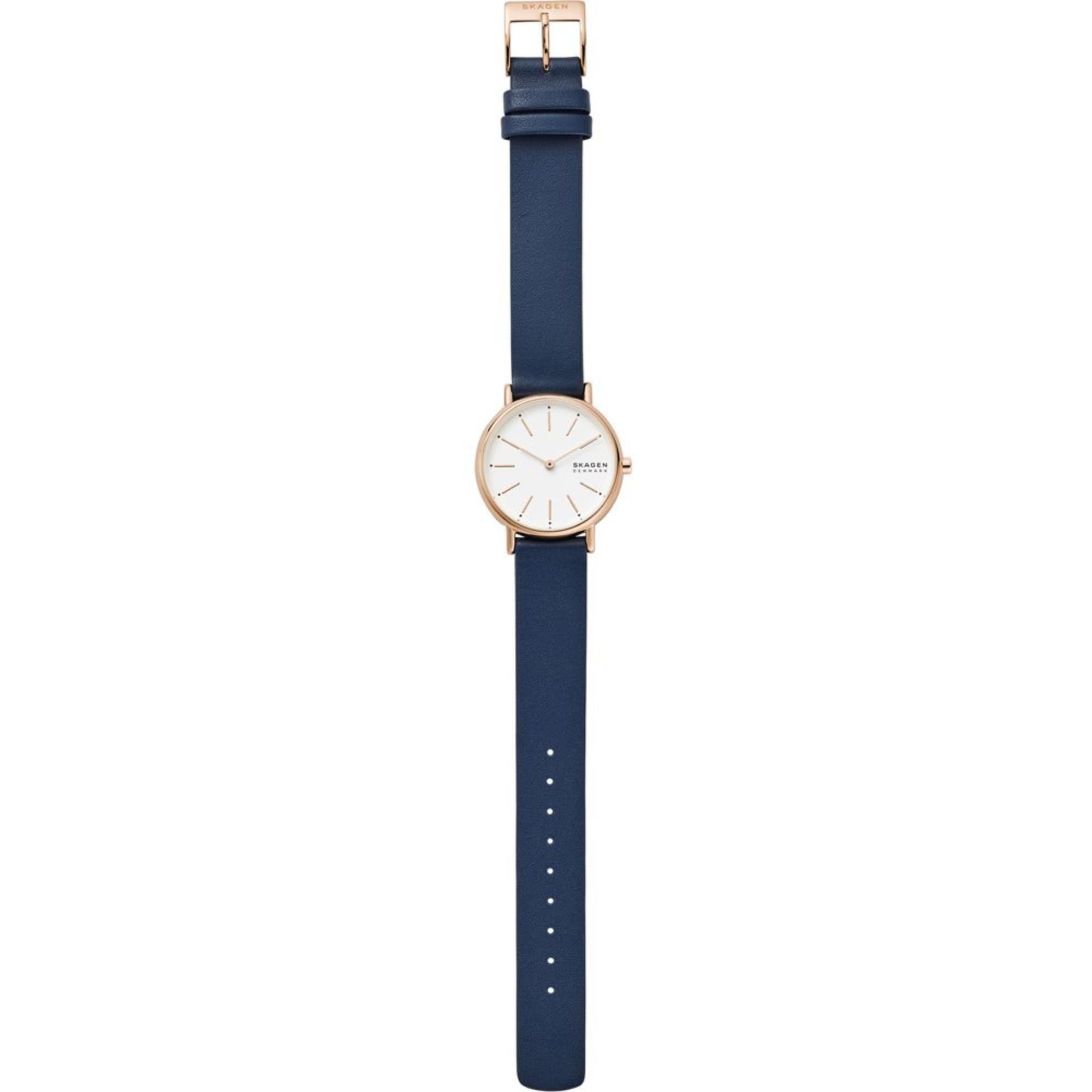 Skagen Signatur Lille Quartz White Dial Leather Strap Women's Watch SKW2838
