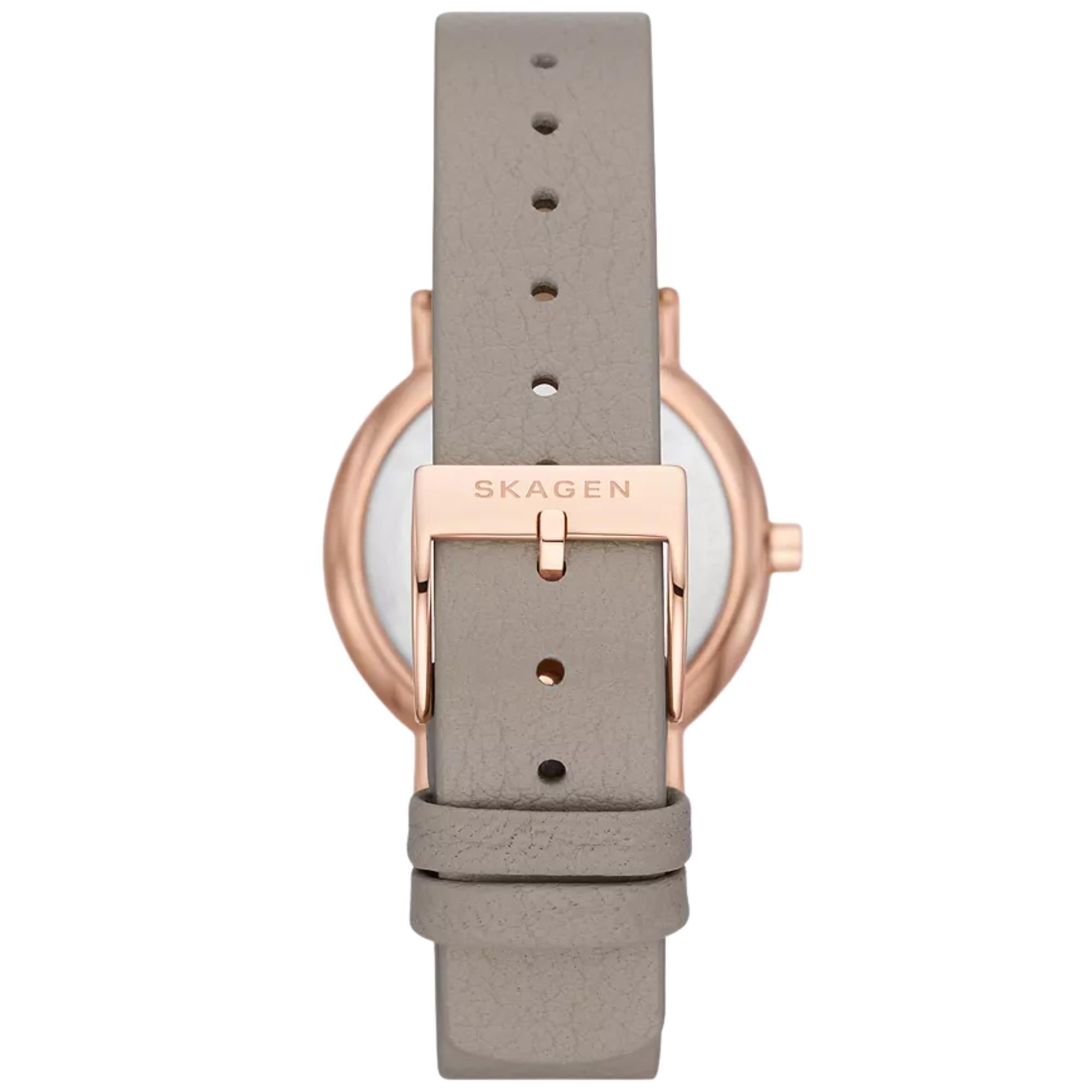 Skagen Signatur Lille Quartz Grey Dial Leather Strap Women's Watch SKW3060