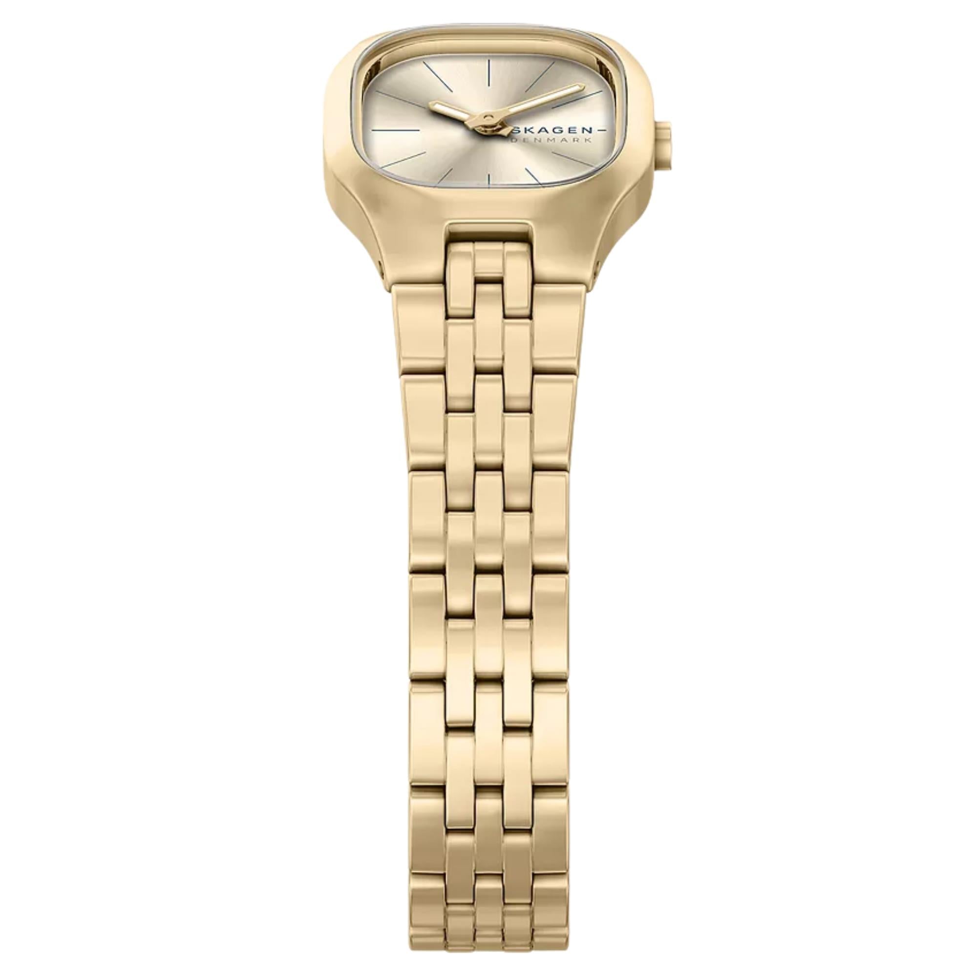 Skagen Mellem Micro 20mm Gold Dial Steel Ladies Quartz Watch SKW3177