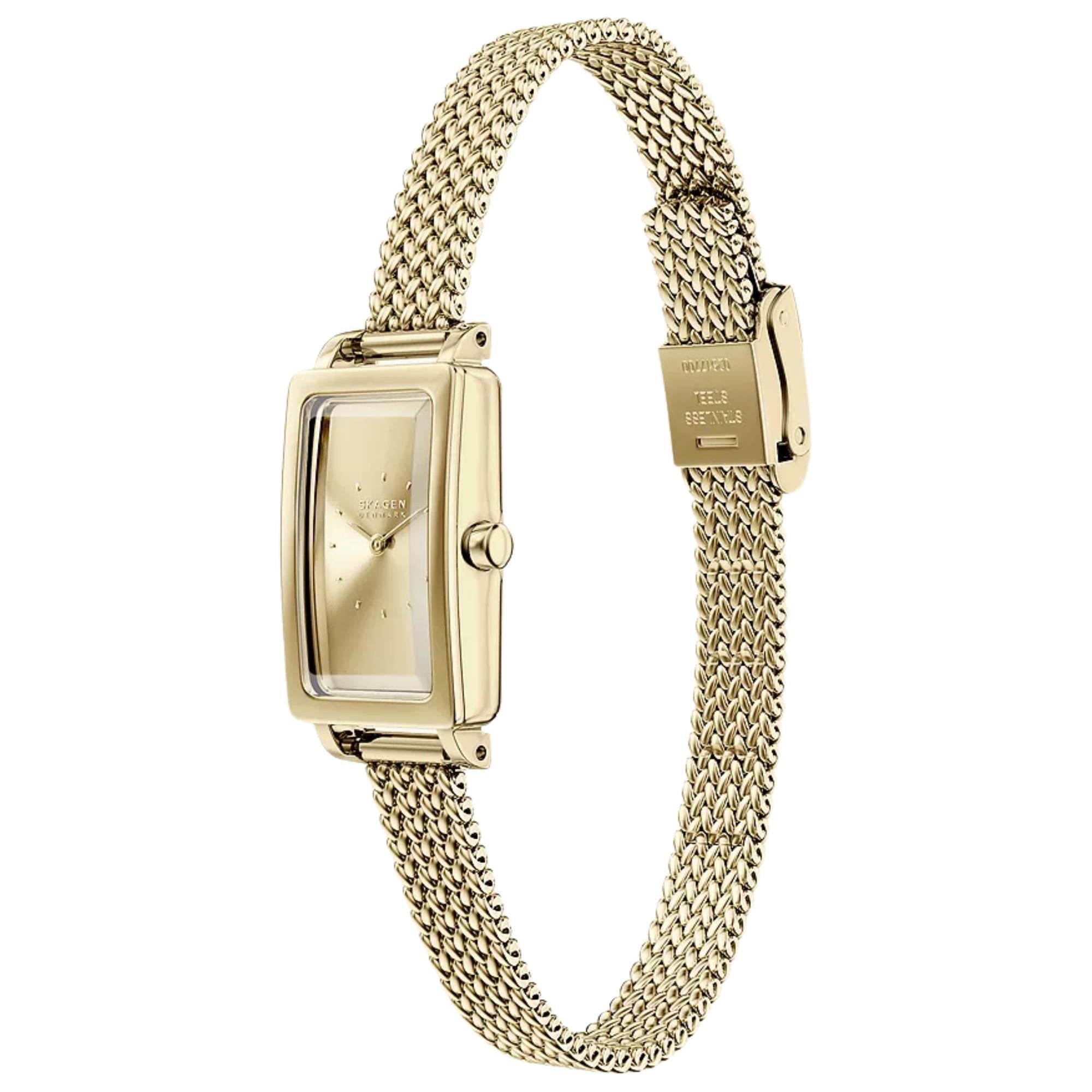 Skagen Hagen Micro Quartz Gold Dial Steel Strap Women's Watch SKW3178