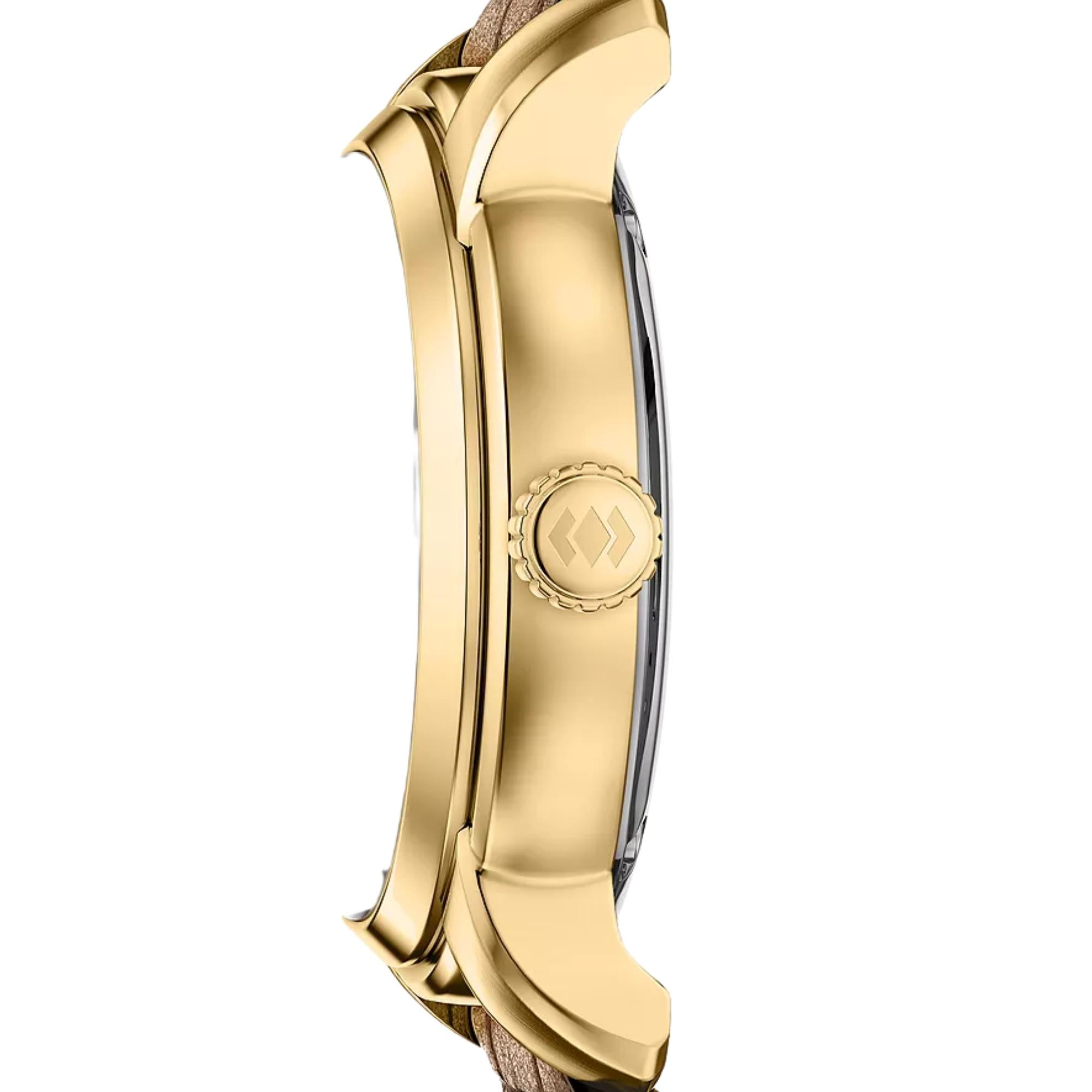 Fossil Heritage 44mm Gold Dial Leather Mens Automatic Watch ME3279