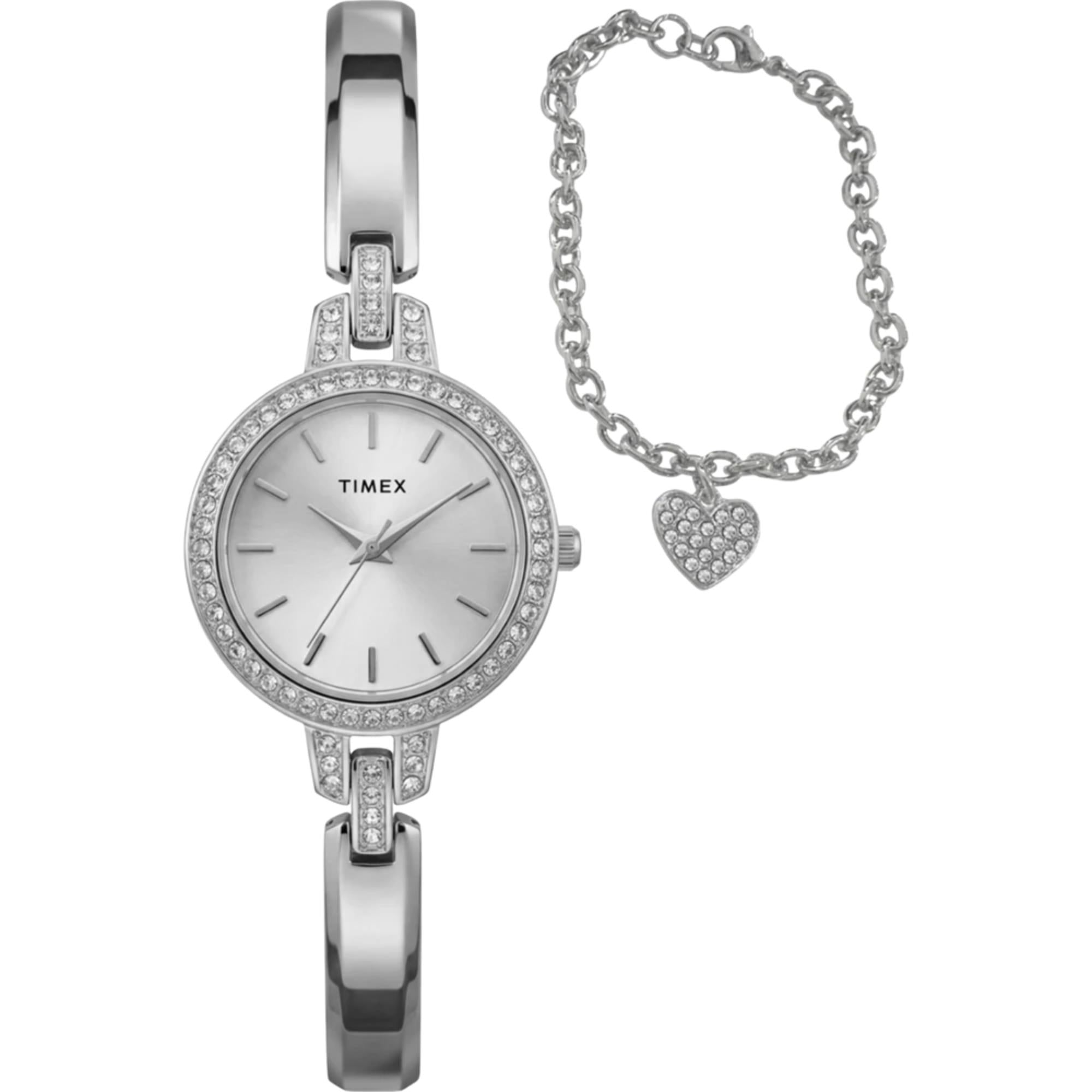 Timex Trend Aveline Silver Dial Steel Strap Women's Set Watch TWG067700