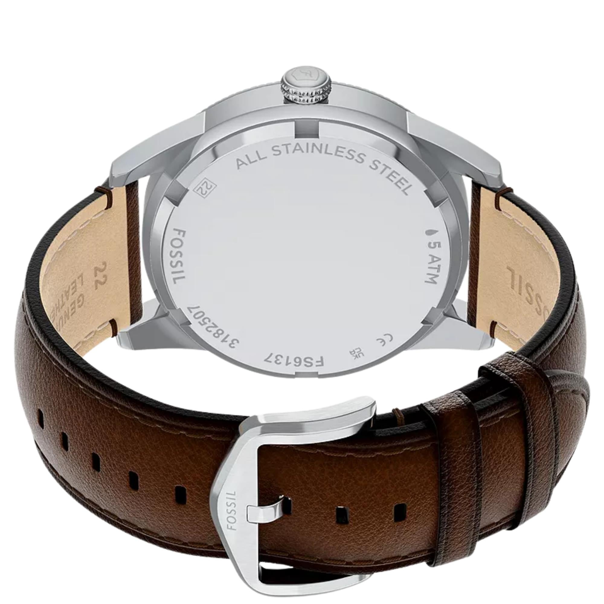 Fossil Pearson 42mm Chronograph Green Dial Leather Mens Quartz Watch FS6137