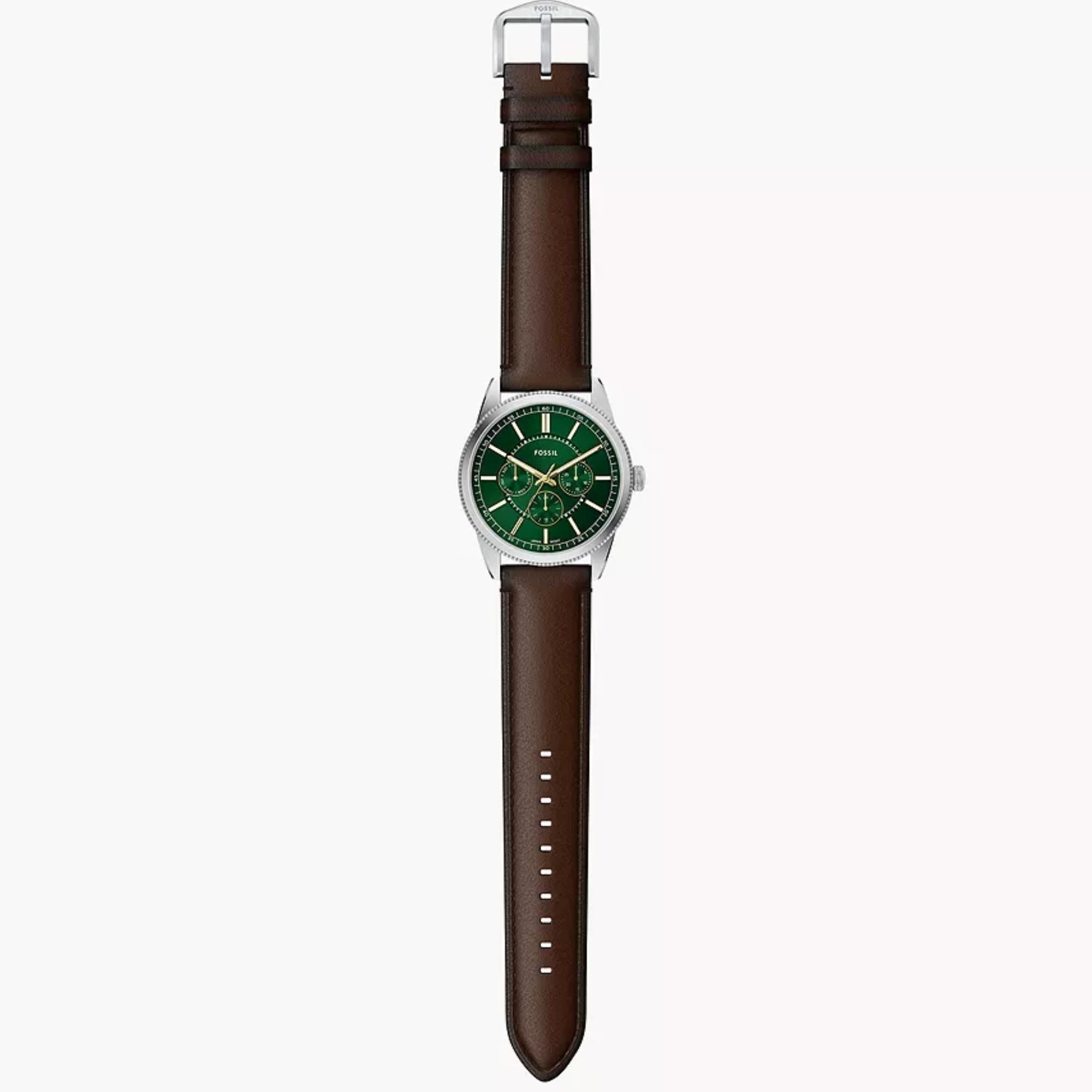 Fossil Pearson 42mm Chronograph Green Dial Leather Mens Quartz Watch FS6137