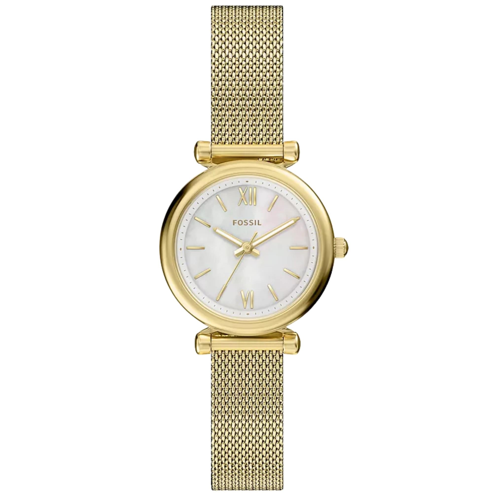 Fossil Carlie Mini Quartz Mother of Pearl Dial Steel Strap Women's Watch ES5462