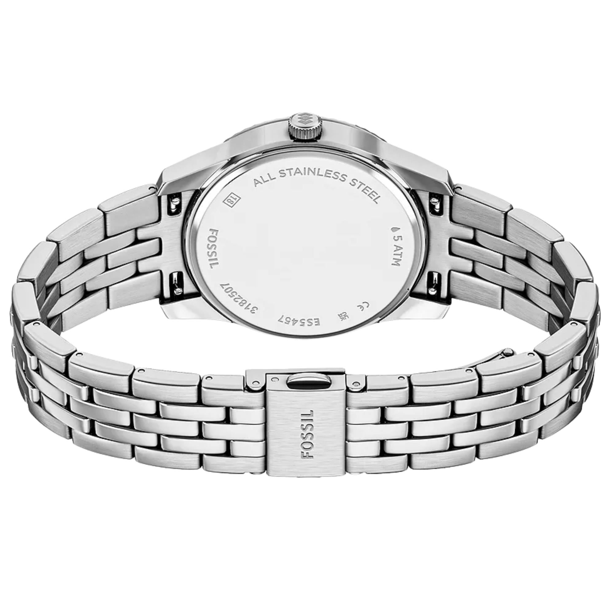 Fossil Scarlette 34mm Blue Dial Steel Ladies Quartz Watch ES5457