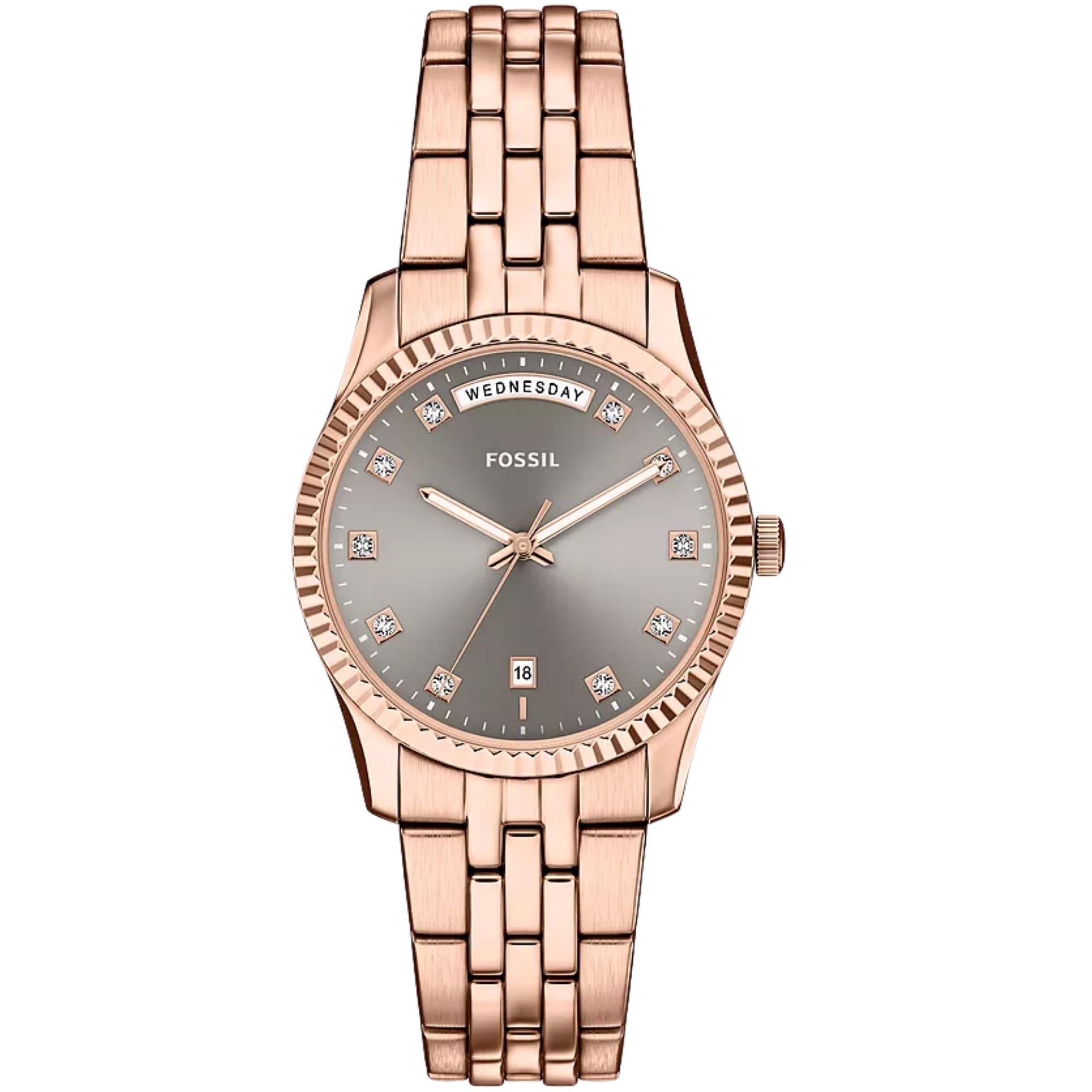 Fossil Scarlette Quartz Grey Dial Steel Strap Women's Watch ES5459