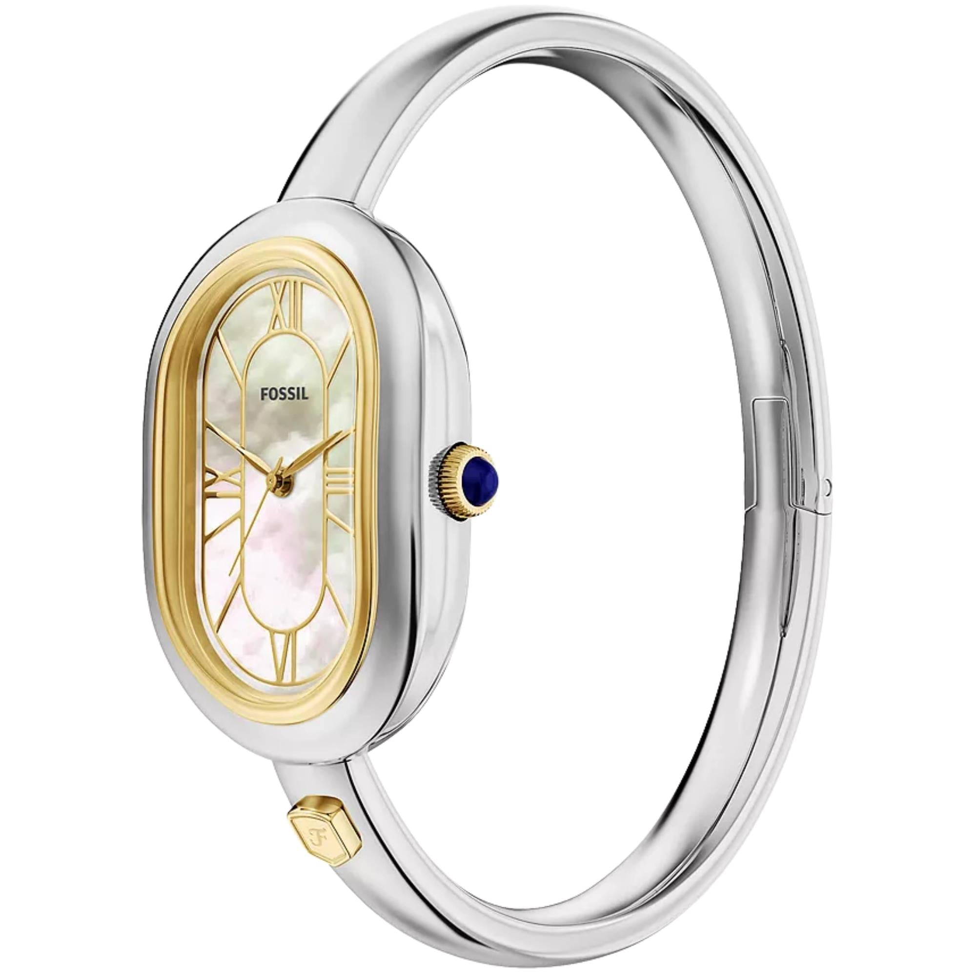 Fossil Sloan Quartz Mother of Pearl Dial Steel Strap Women's Bangle Watch ES5455