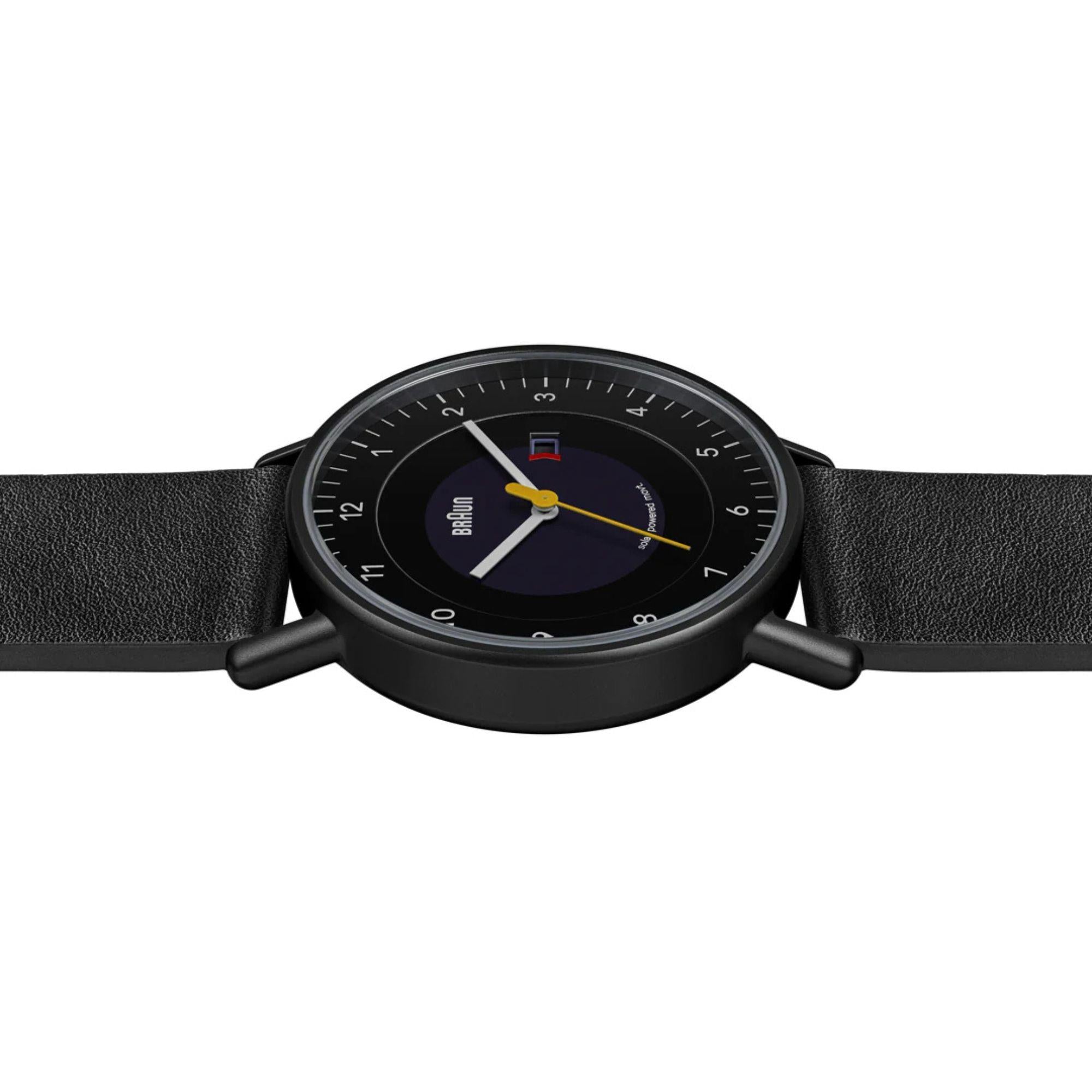 Braun Solar Powered Date Black Dial Leather Strap Men's Watch BN0301BKBKG