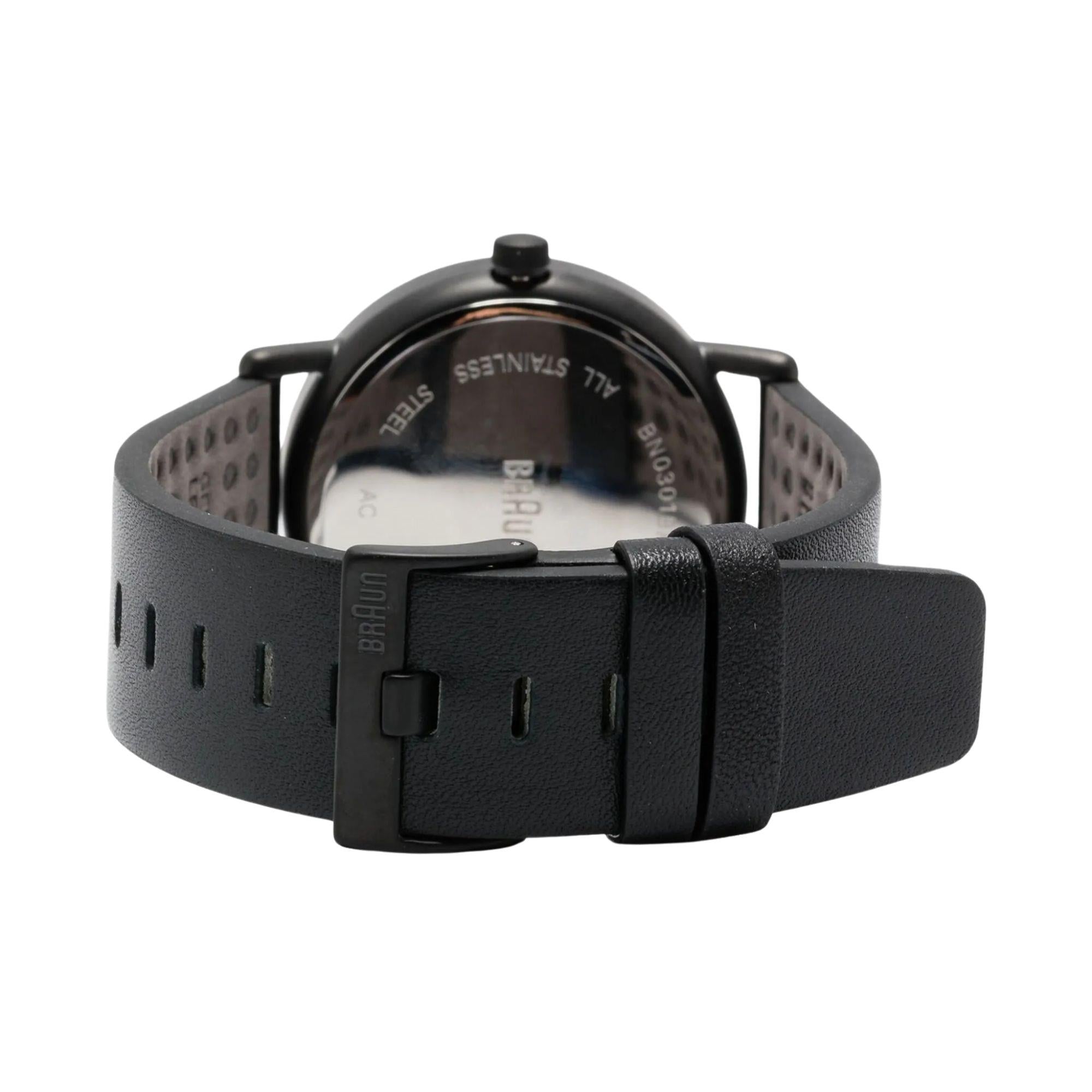 Braun Solar Powered Date Black Dial Leather Strap Men's Watch BN0301BKBKG