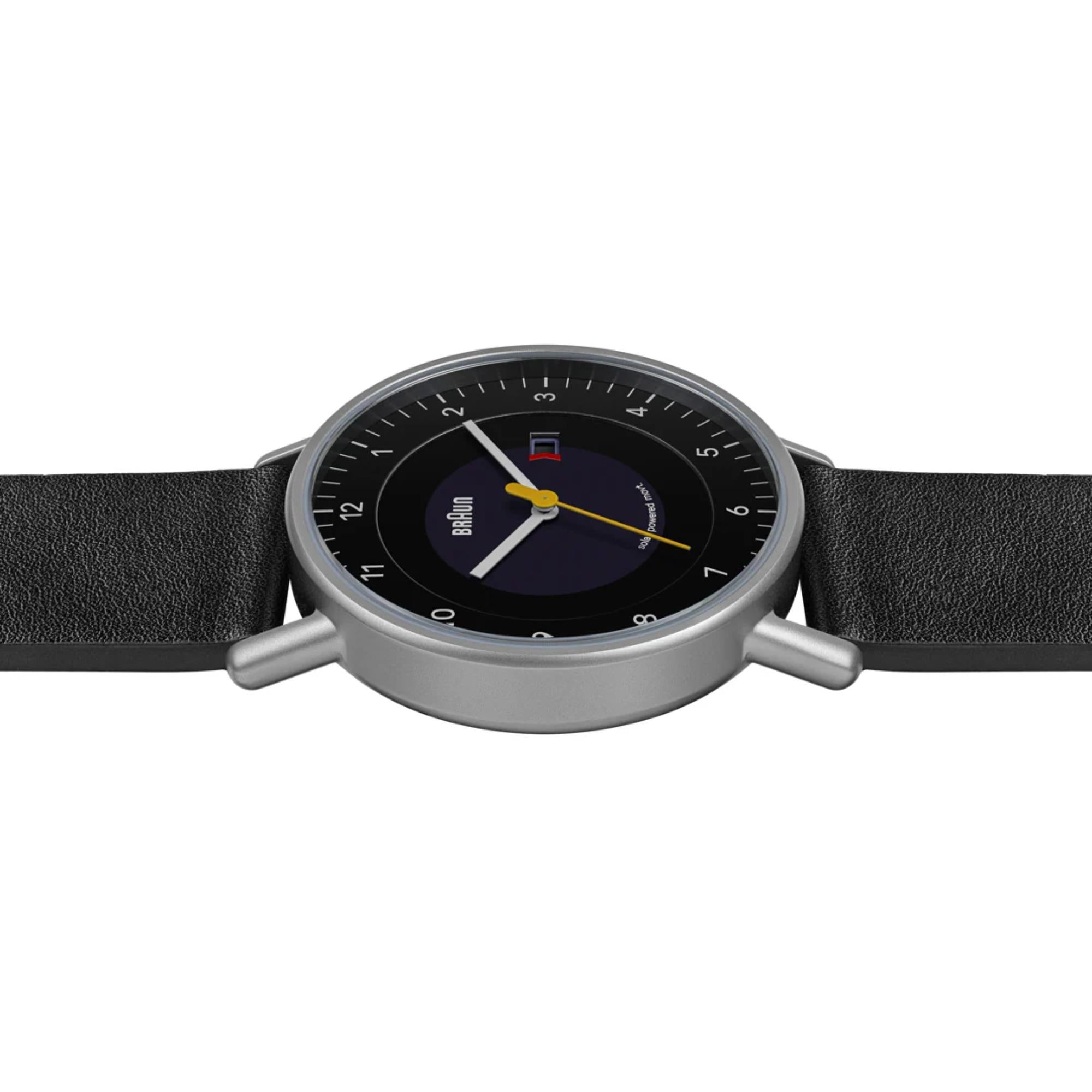 Braun Solar Powered Date Black Dial Leather Strap Men's Watch BN0301BKSLBKG