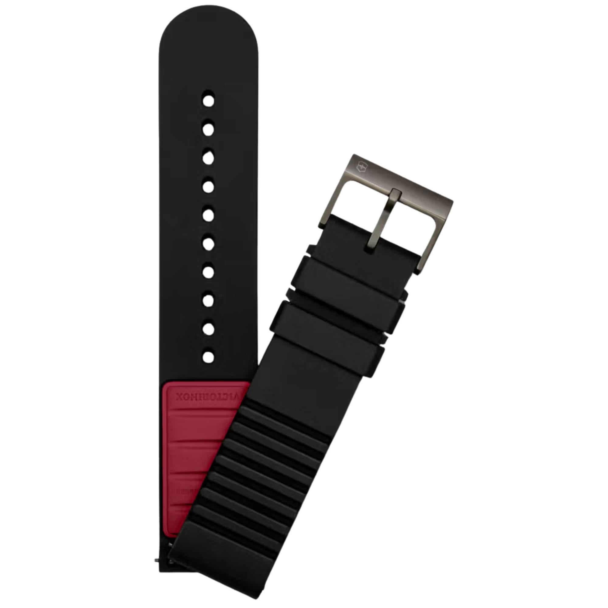 Victorinox Journey Genuine Rubber 21mm Black Watch Strap D1 V.60030